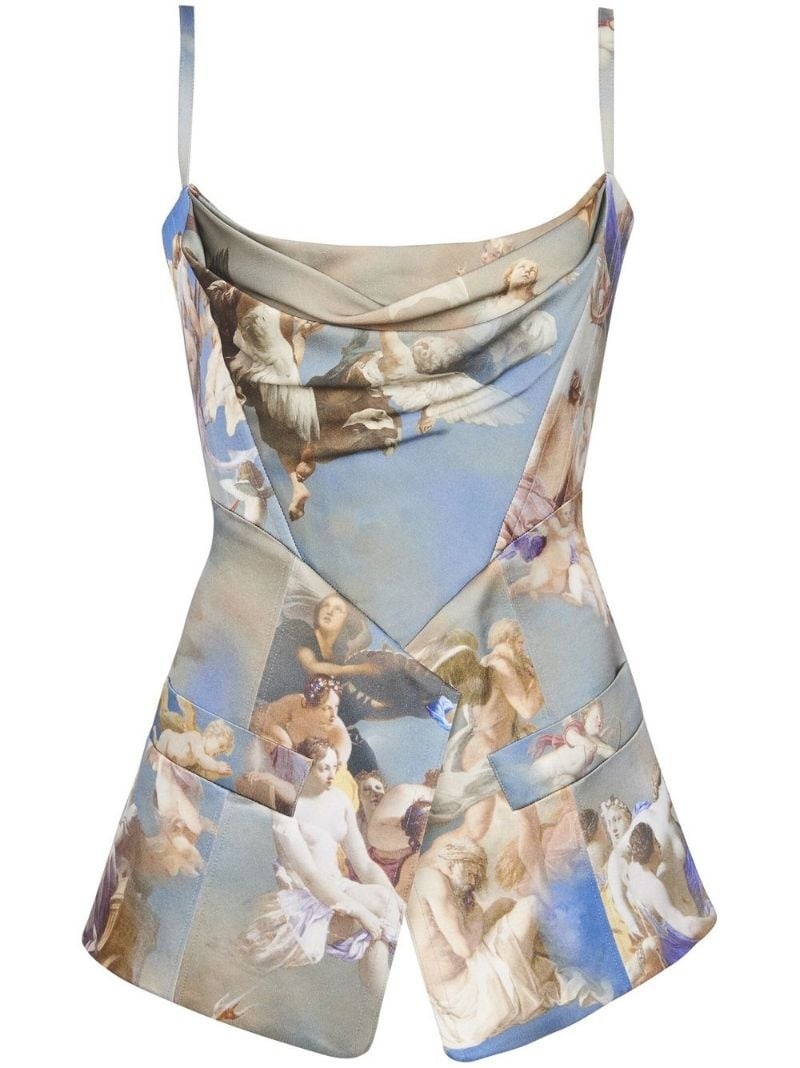 sky-print tailored corset top - 1