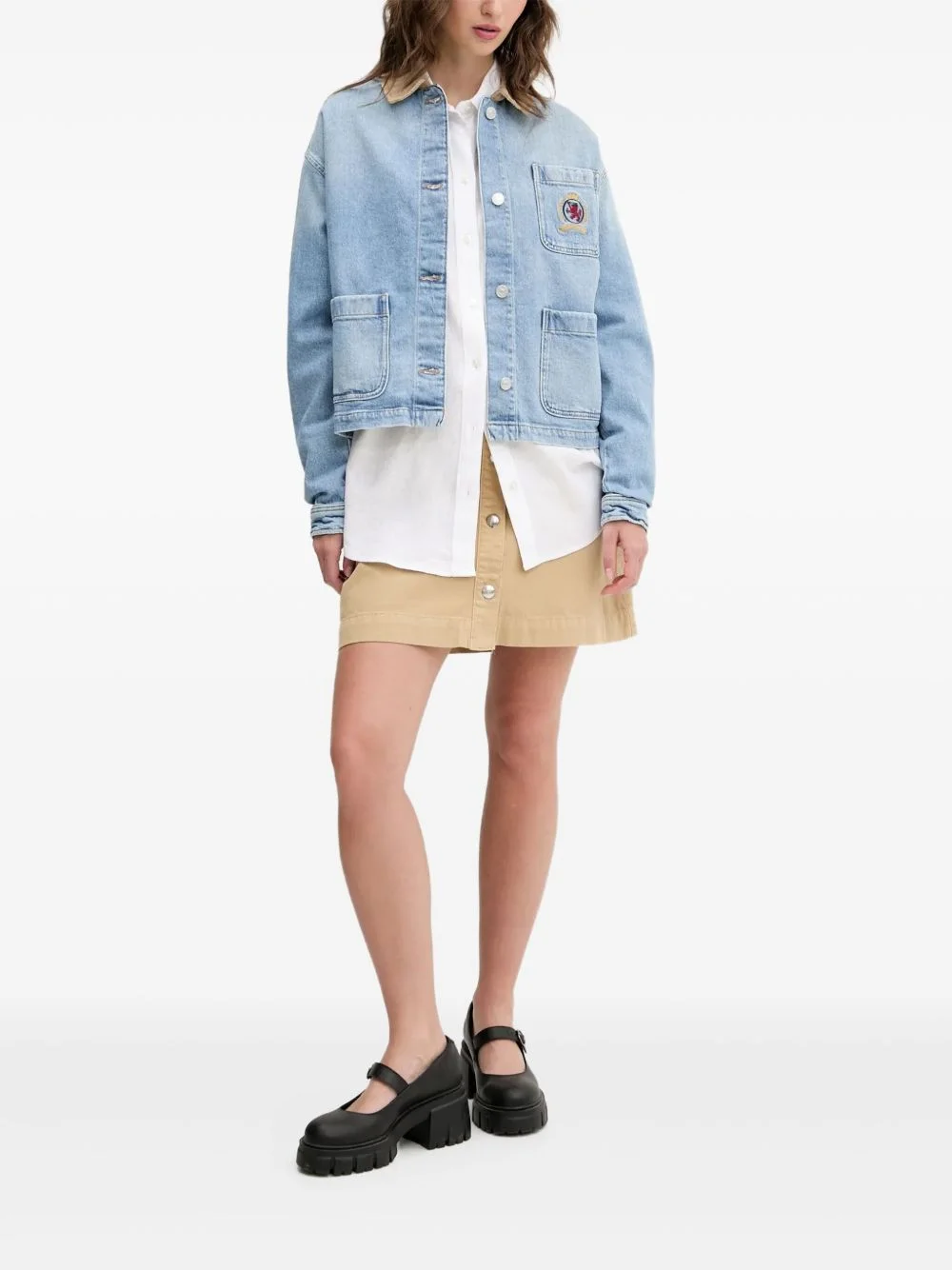 button-front mini skirt - 1