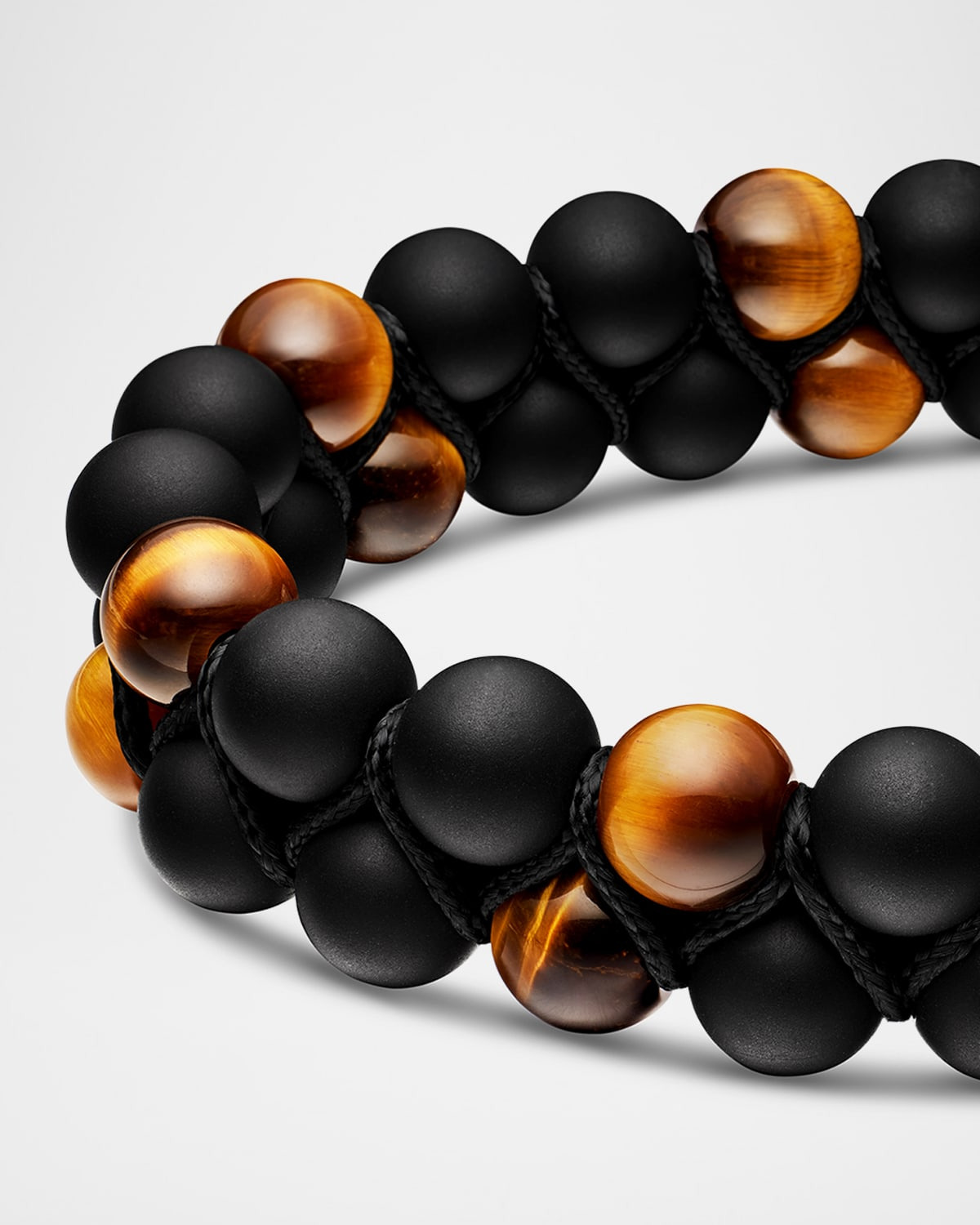 Men's Spiritual Beads Two Row Woven Bracelet, 8mm - 4