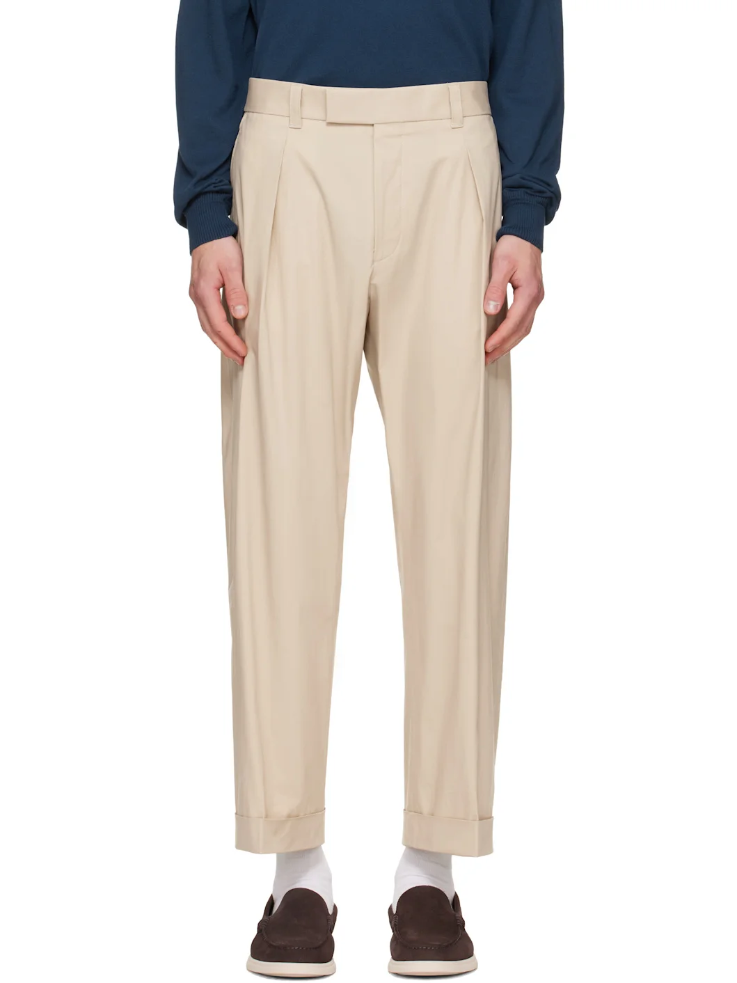 Beige Relaxed-Fit Trousers - 1