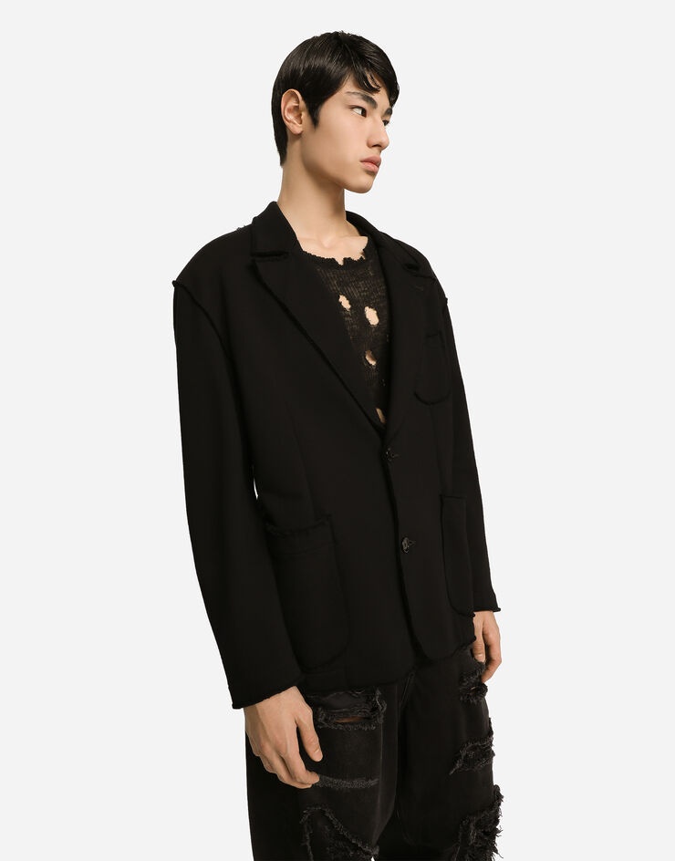Oversize jersey jacket with logo tag - 4