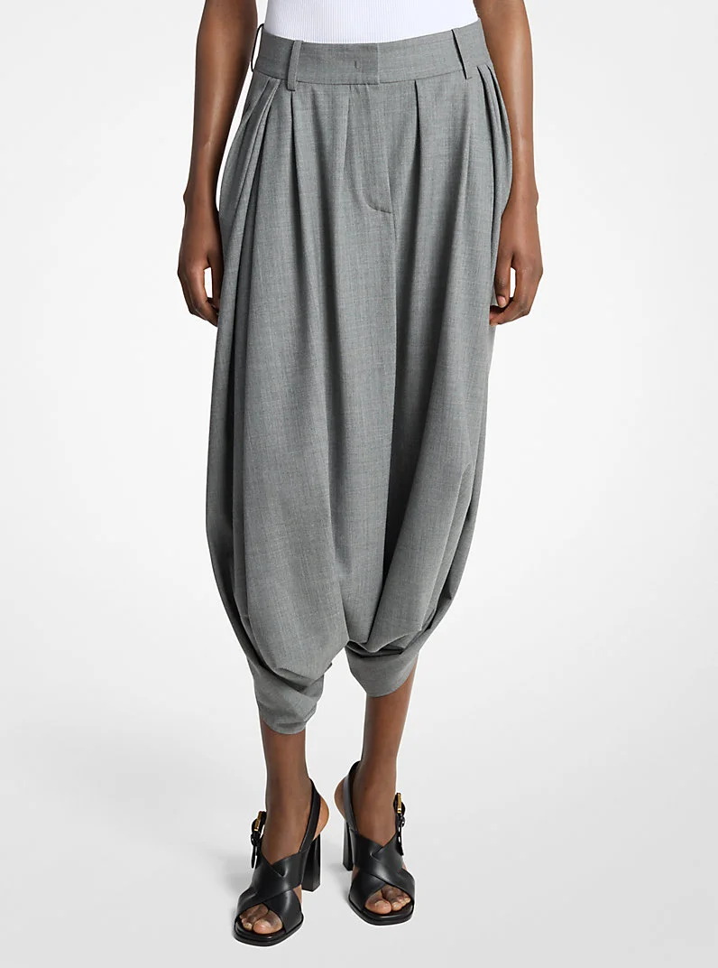 Draped Stretch Wool Culottes - 1