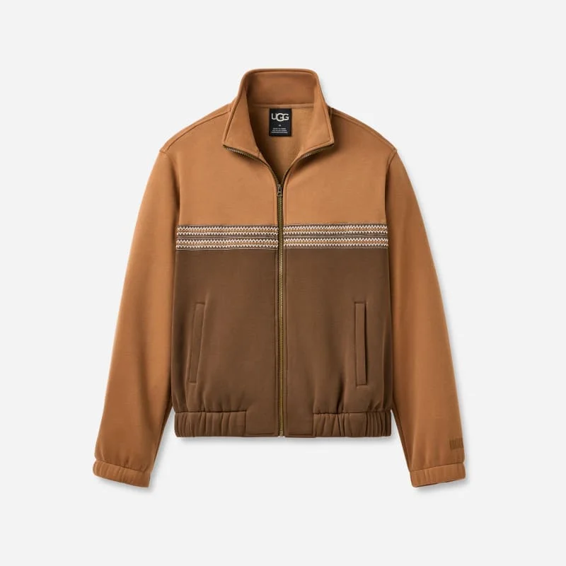 ® Men's Tasman Track Jacket Cotton Blend Tops in Chestnut - 1