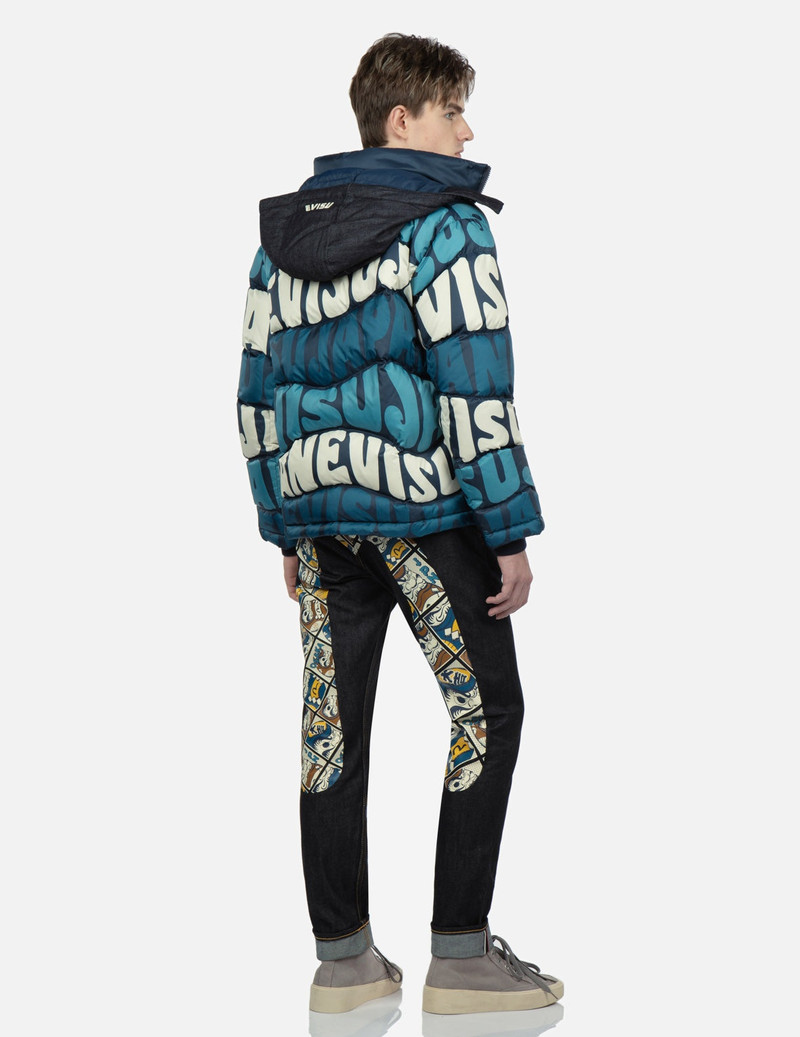 Allover Wavy Text Print Down Jacket 4