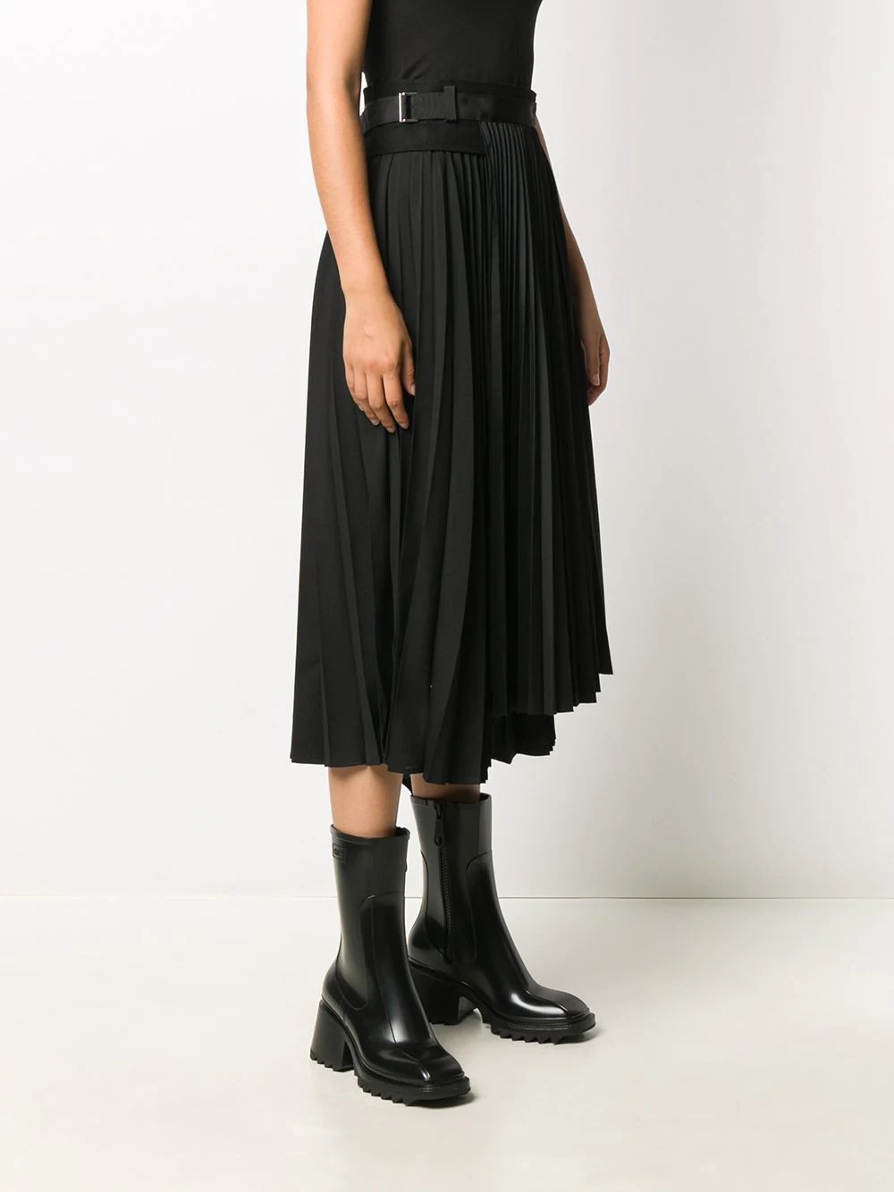 belted-waist pleated skirt - 3