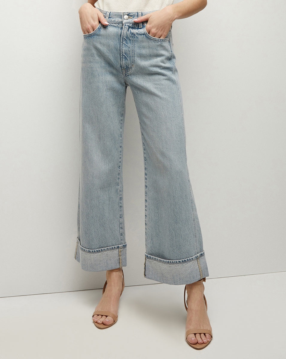 TAYLOR CUFFED CROPPED WIDE-LEG JEAN - 3