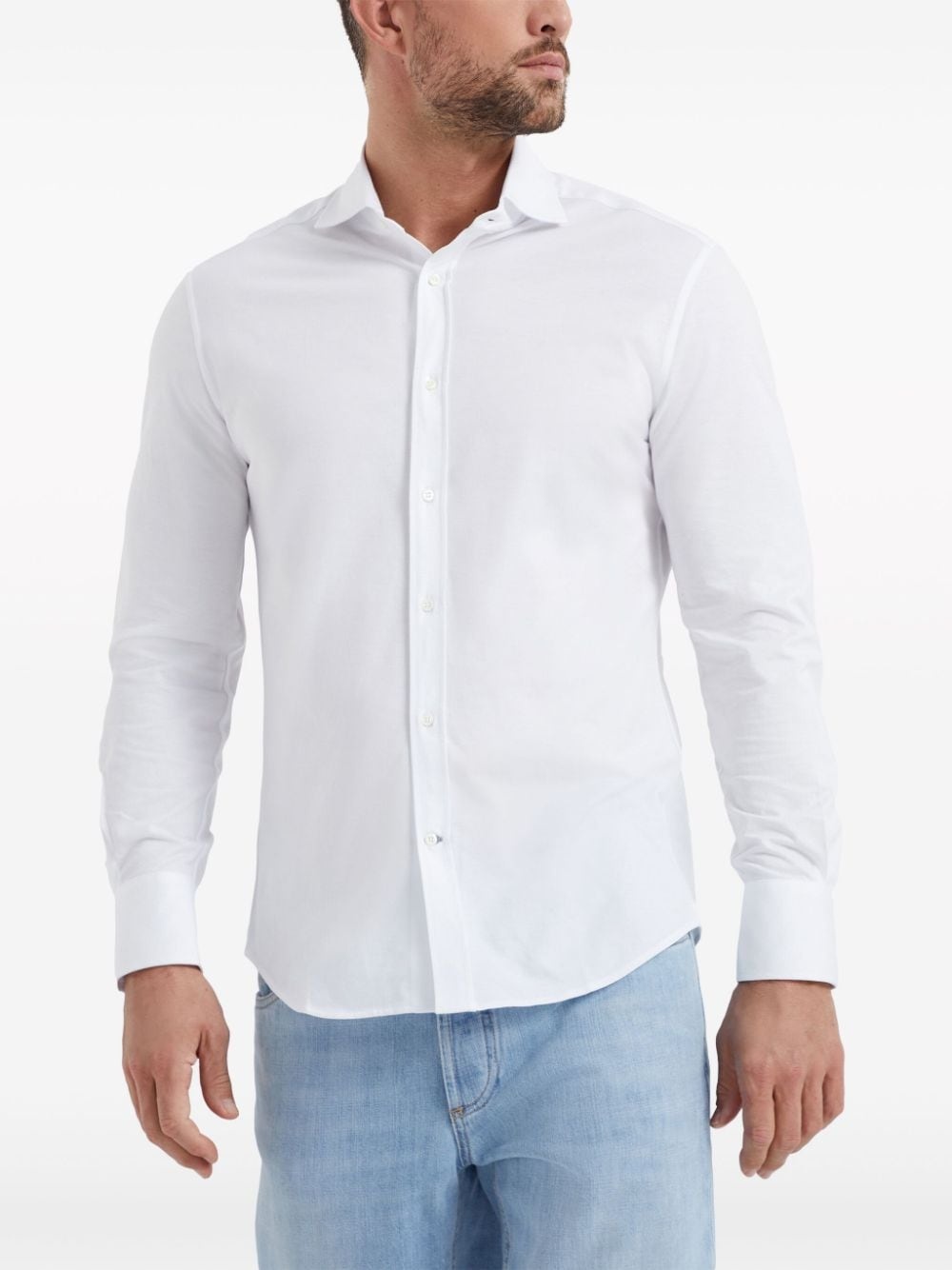 spread-collar cotton shirt - 3