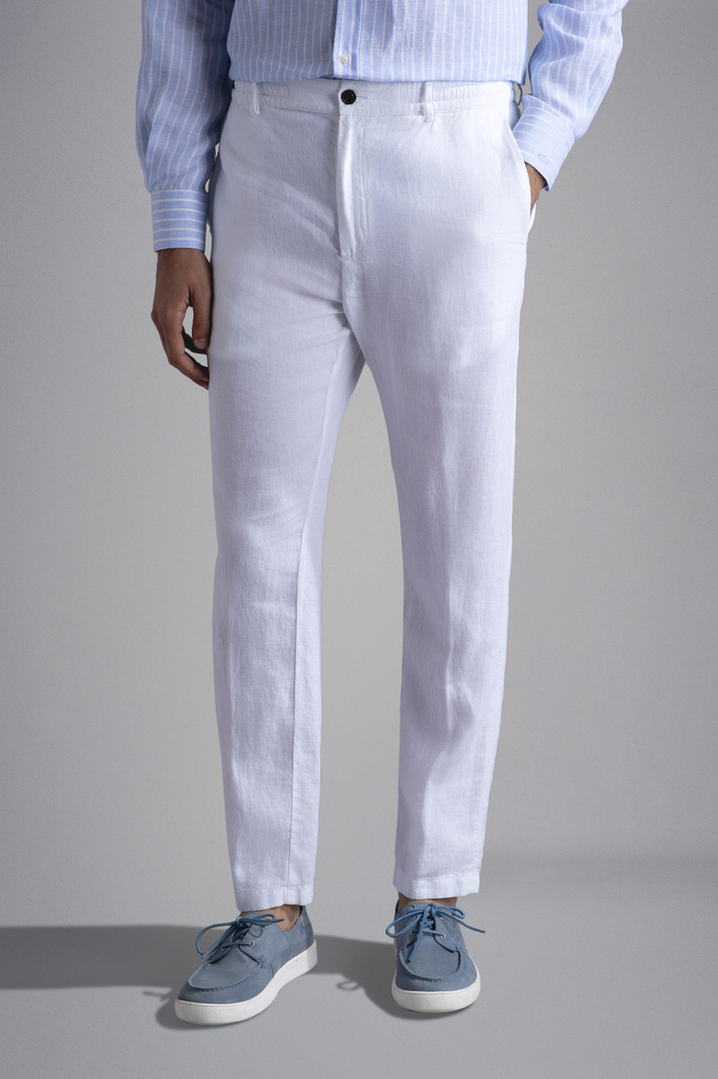 LINEN CHINO TROUSERS - 1