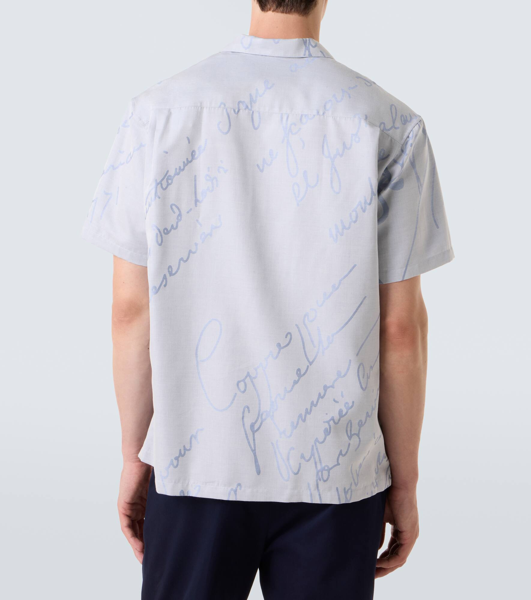 Printed cotton, wool, and silk bowling shirt - 4