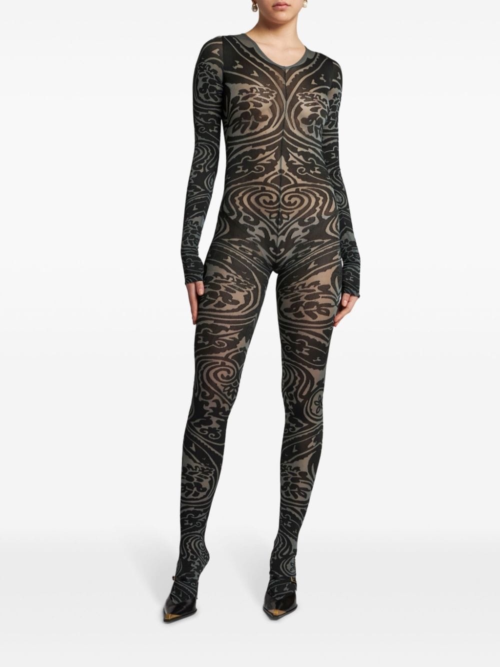 x Wolford paisley tattoo-pattern bodysuit - 3
