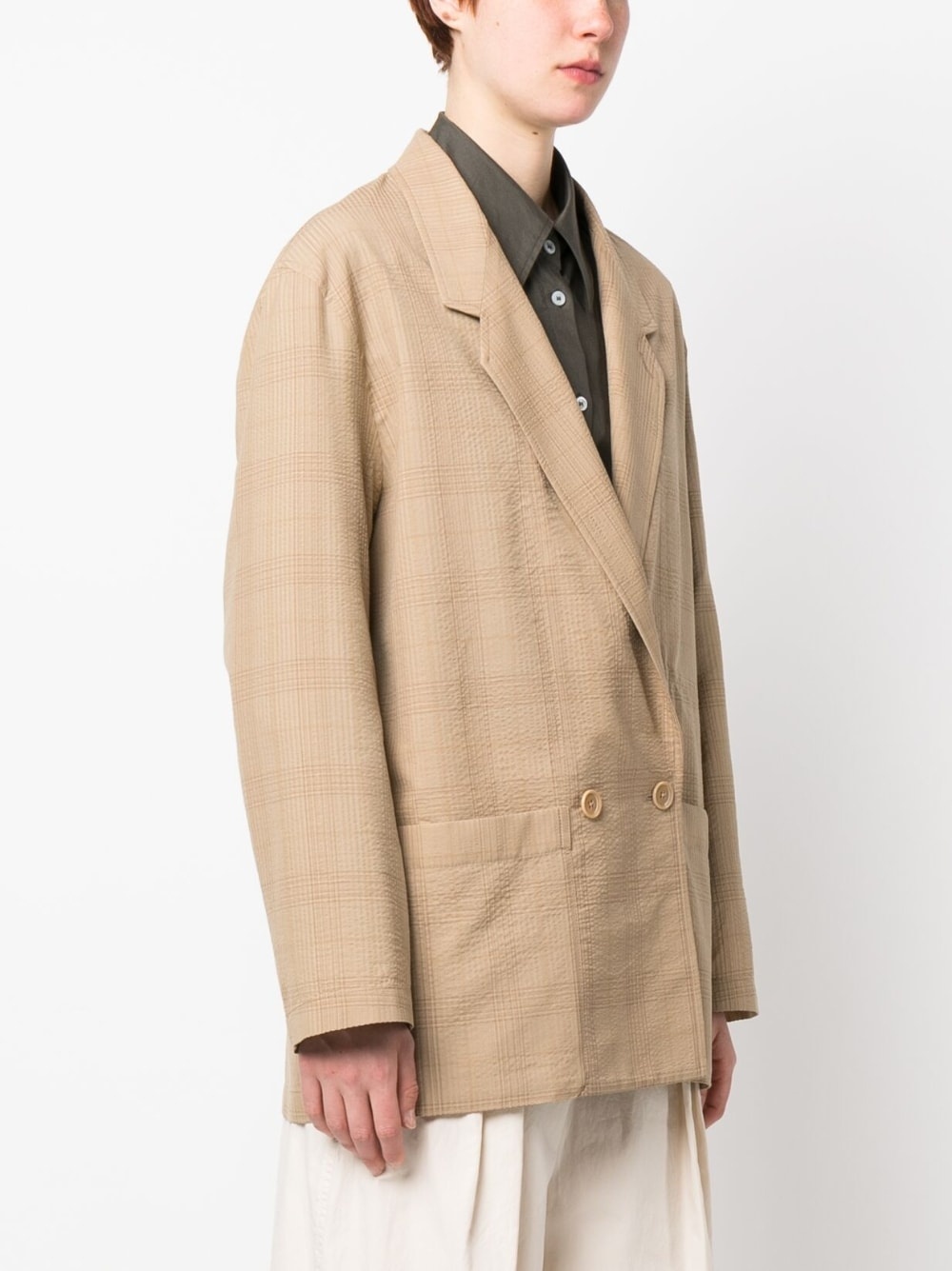 checked double-breasted blazer - 3