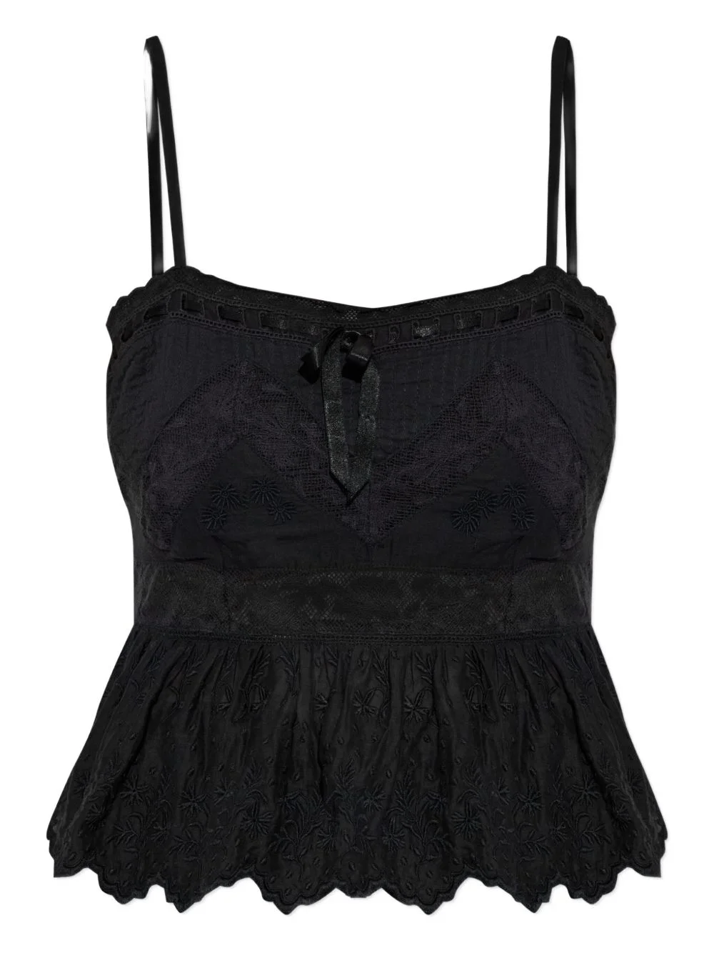 embroidered ruffled top - 1