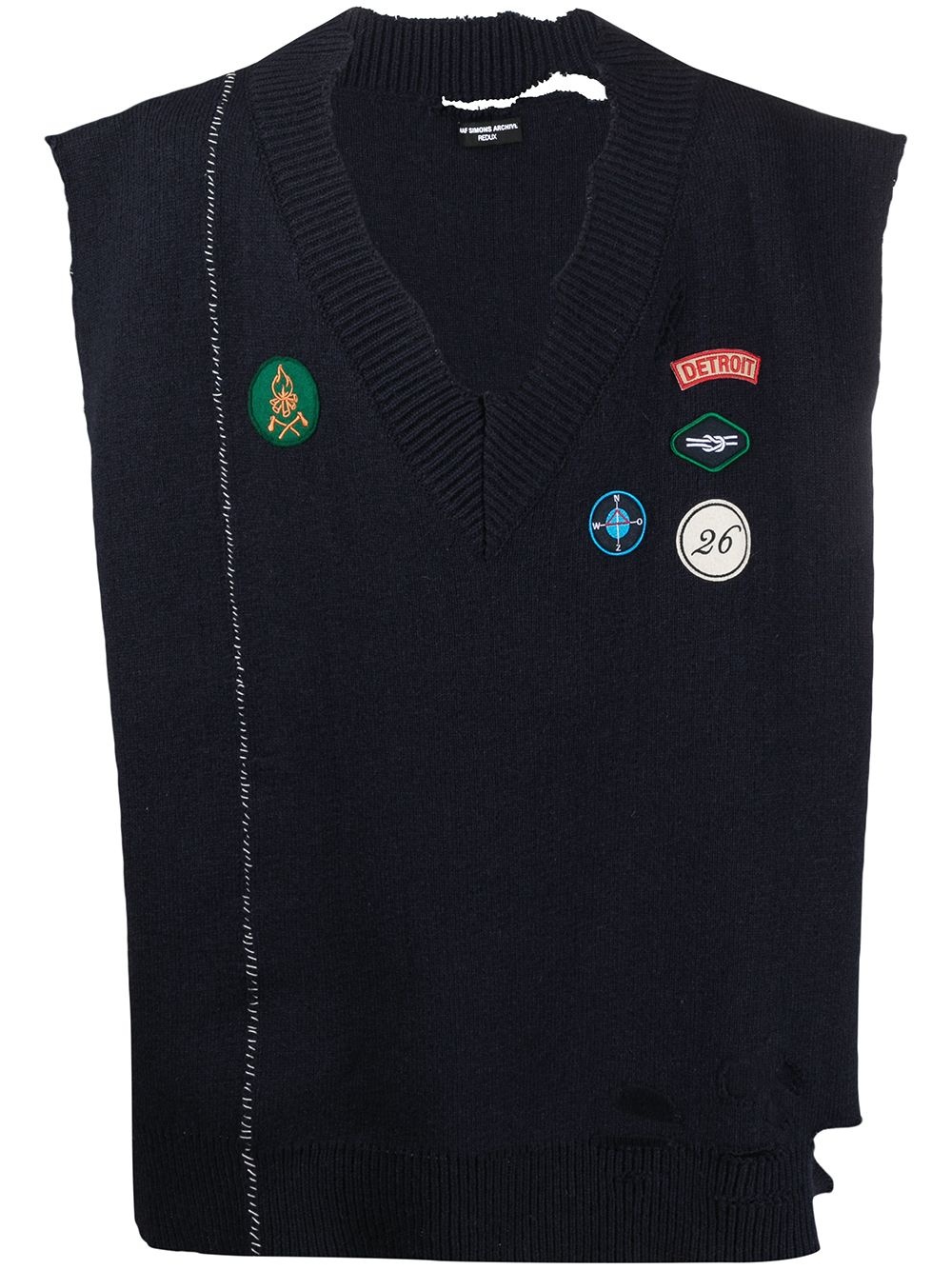 embroidered patch knitted vest - 1