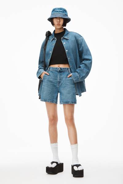 Alexander Wang INVISIBLE ZIP BOY SHORT IN DENIM outlook