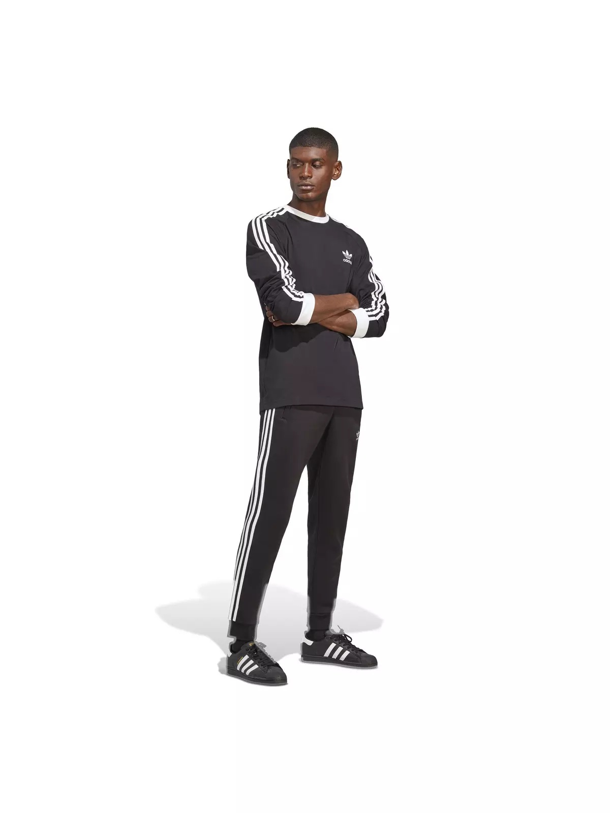 Men's Adicolor Classics 3-Stripes Long-Sleeve Tee-Black - 5