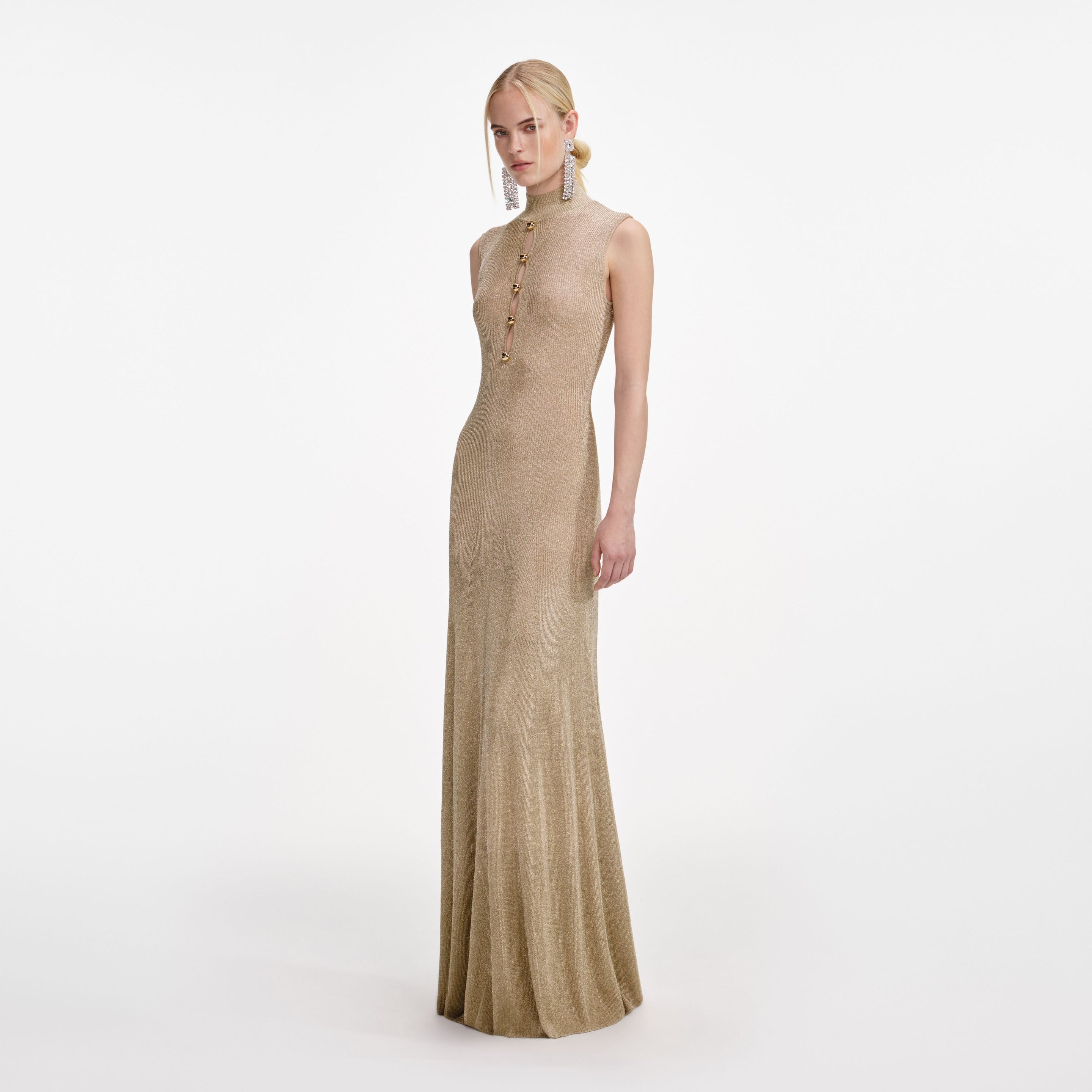 Gold Lurex Knit Maxi Dress - 2