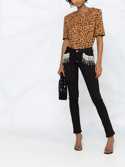 PHILIPP PLEIN crystal fringe-embellished skinny jeans outlook