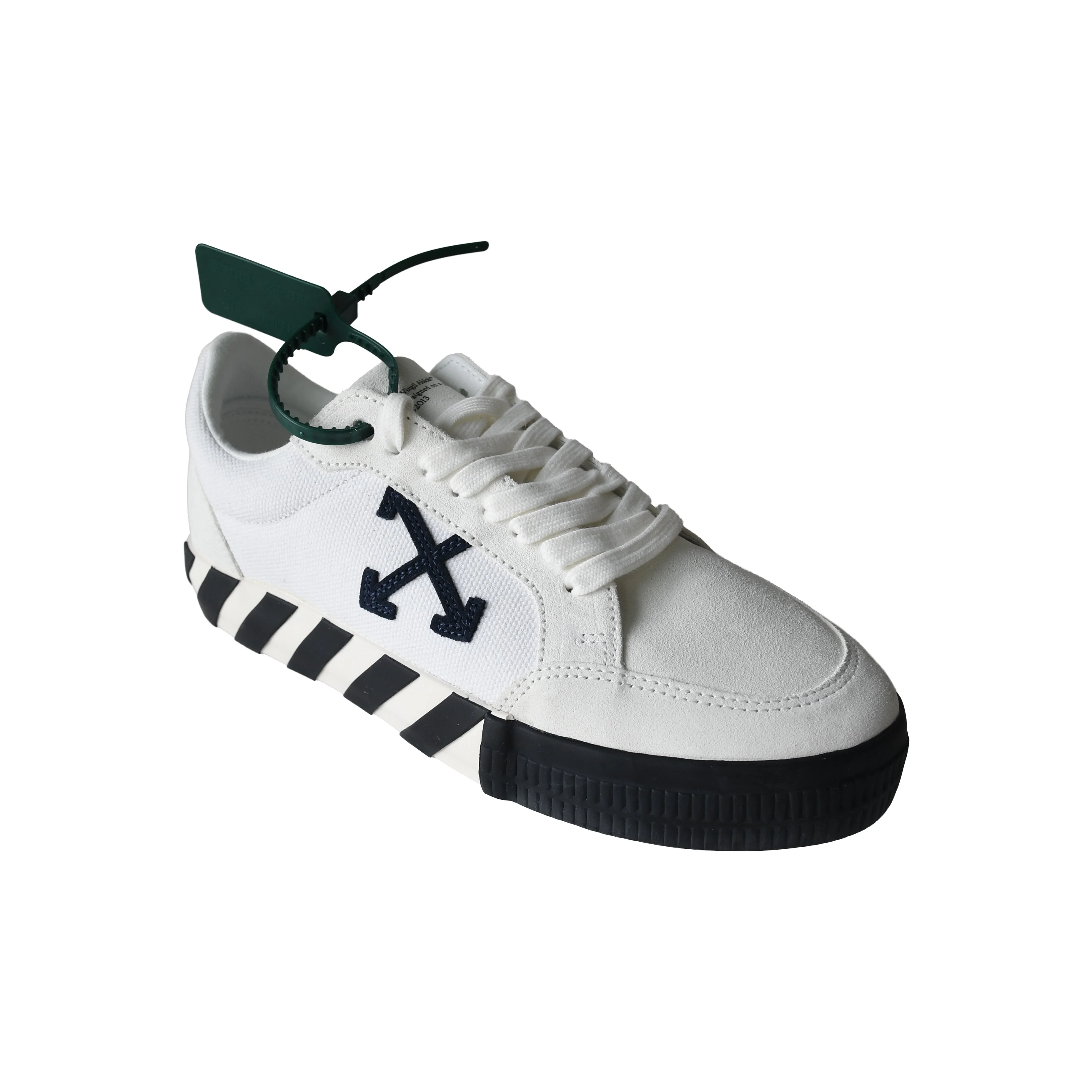 Off White Low Vulcanized Canvas Suede Sneaker White Navy - 1