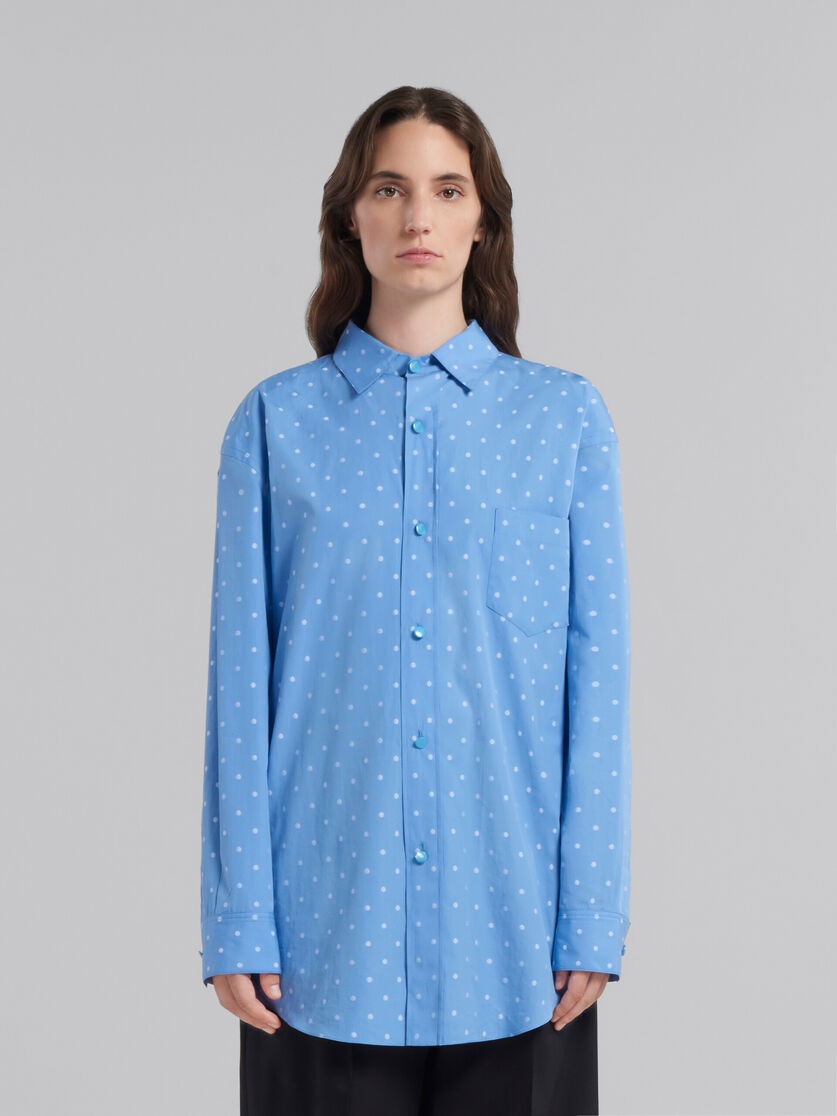 LIGHT BLUE POPLIN SHIRT WITH POLKA DOTS - 2