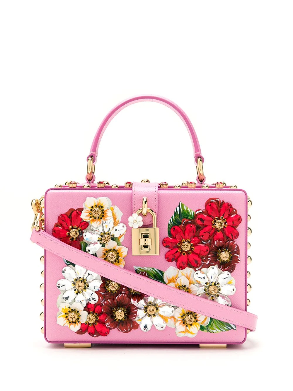 floral-appliqué crystal-embellished tote bag - 1