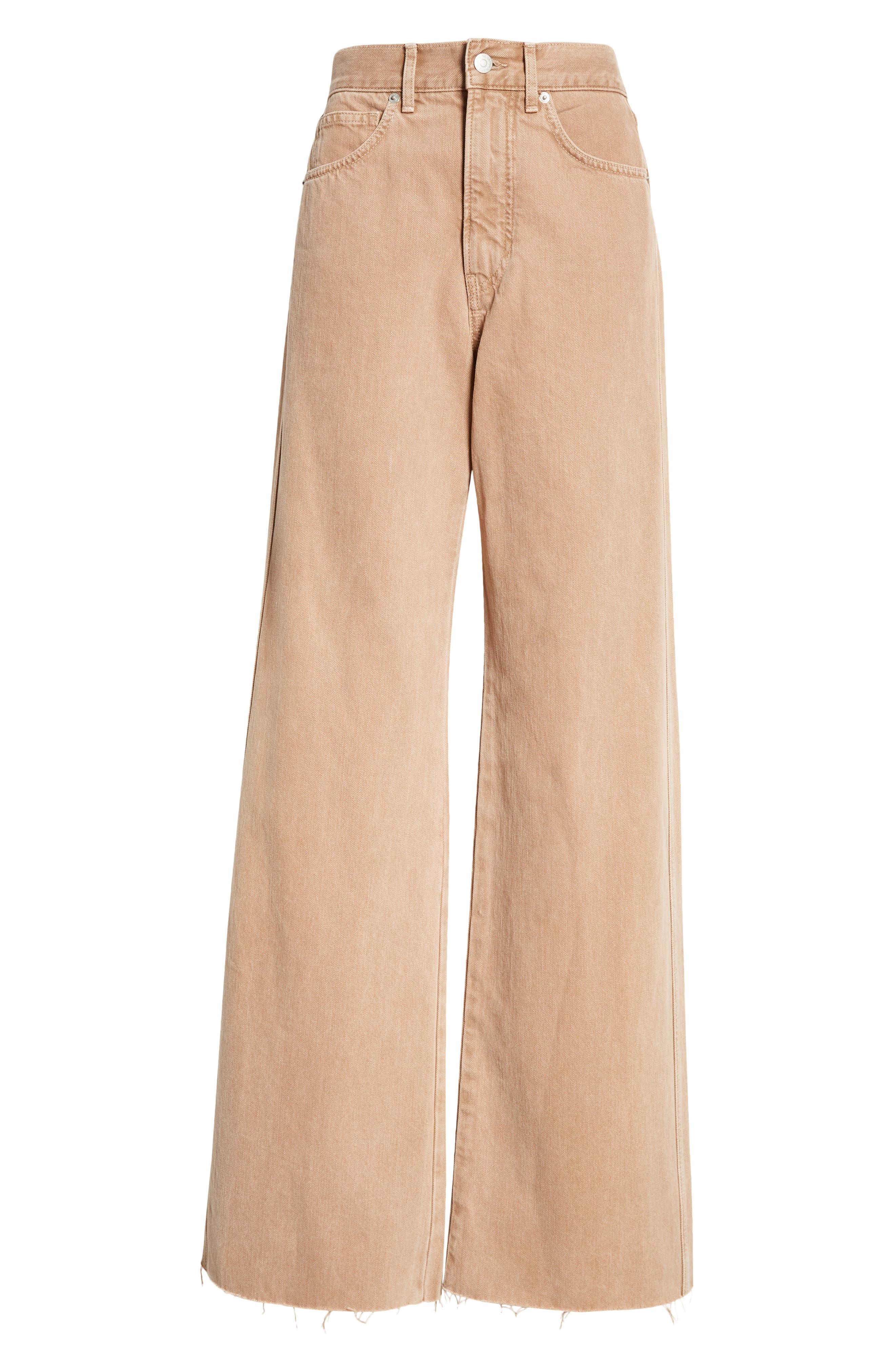 Veronica Beard Taylor High Waist Wide Leg Jeans in Tan Sierra at Nordstrom - 6