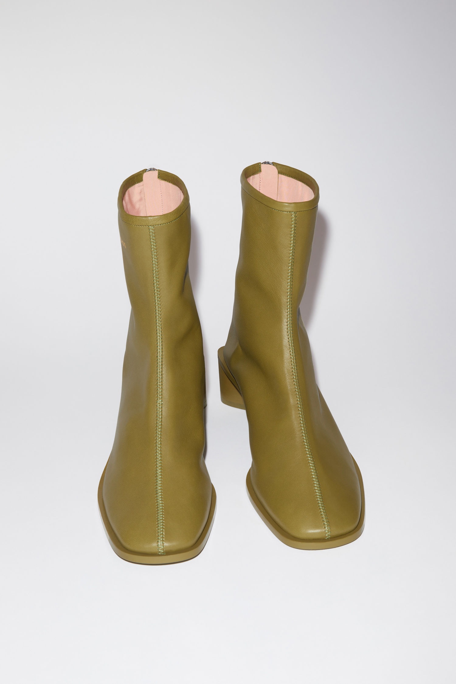 Branded leather boots - Khaki green - 2