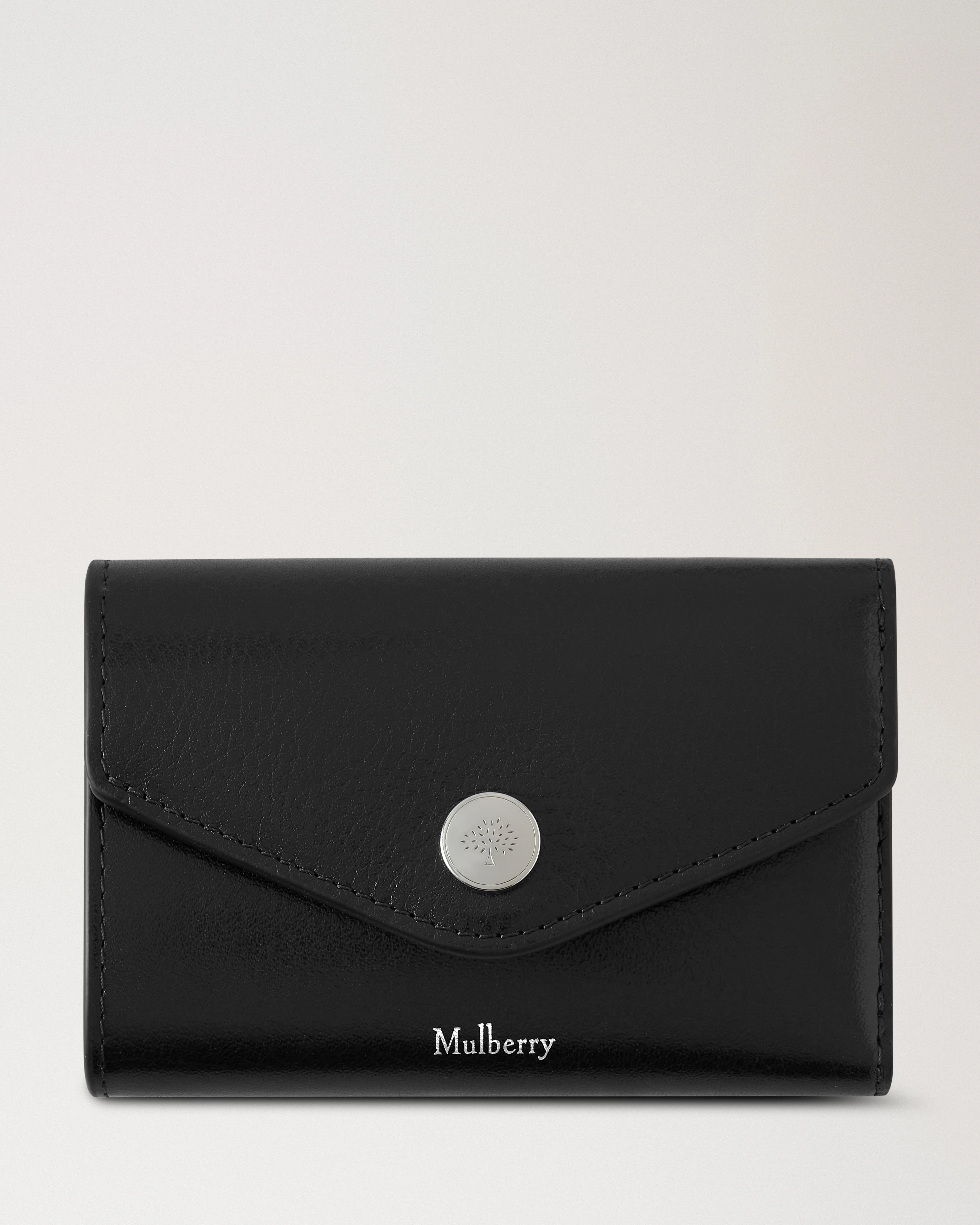 Folded Multi-Card Wallet Black High Shine Leather - 1
