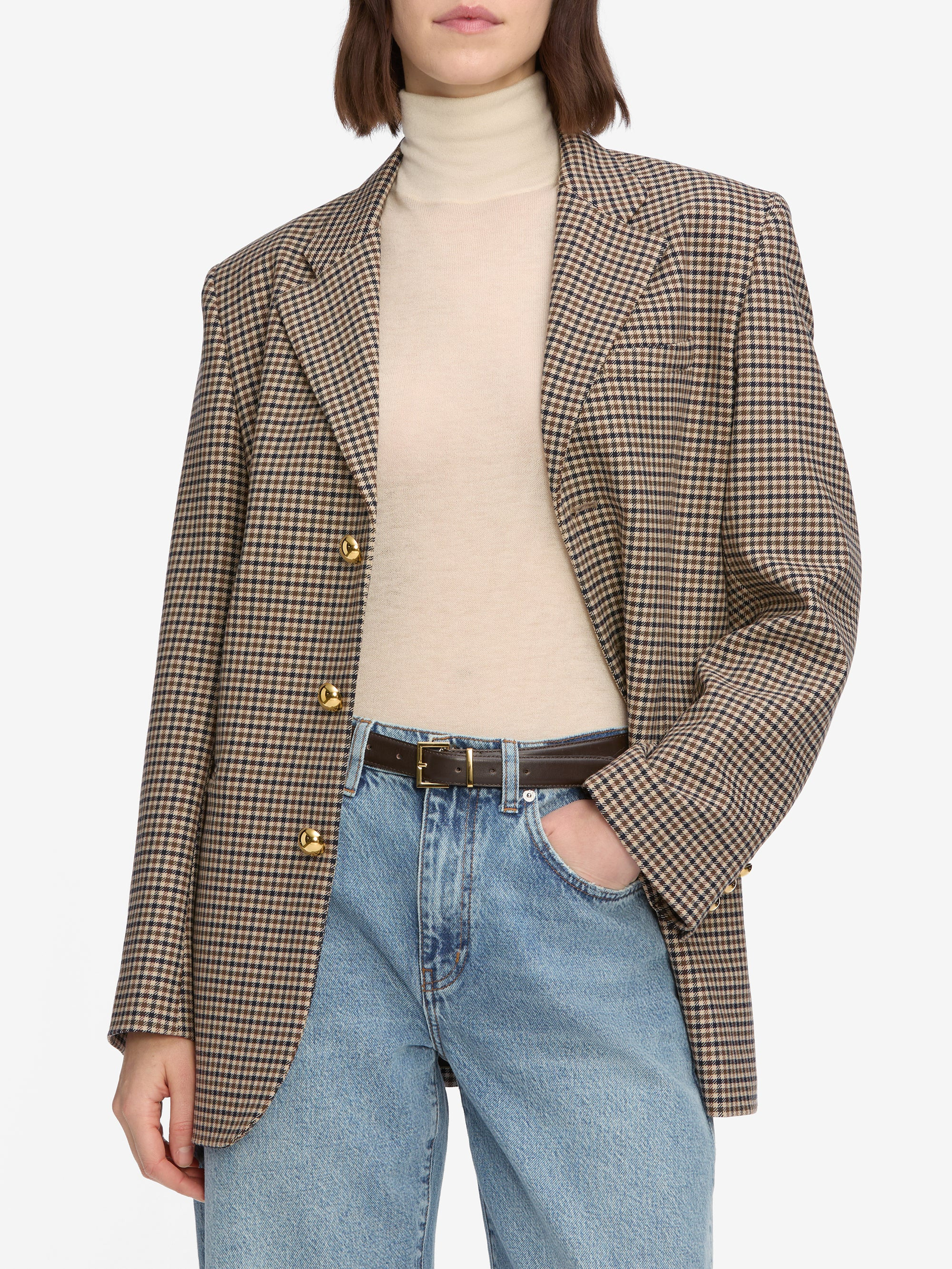 The Houndstooth Blazer in Navy Multi - 3
