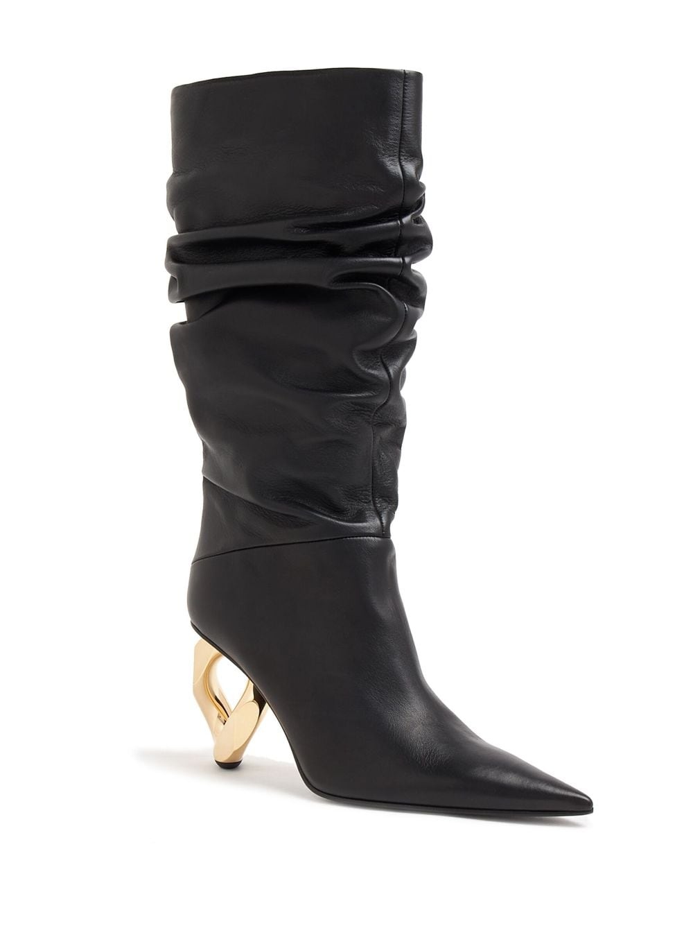 chain-heel ruched boots - 2