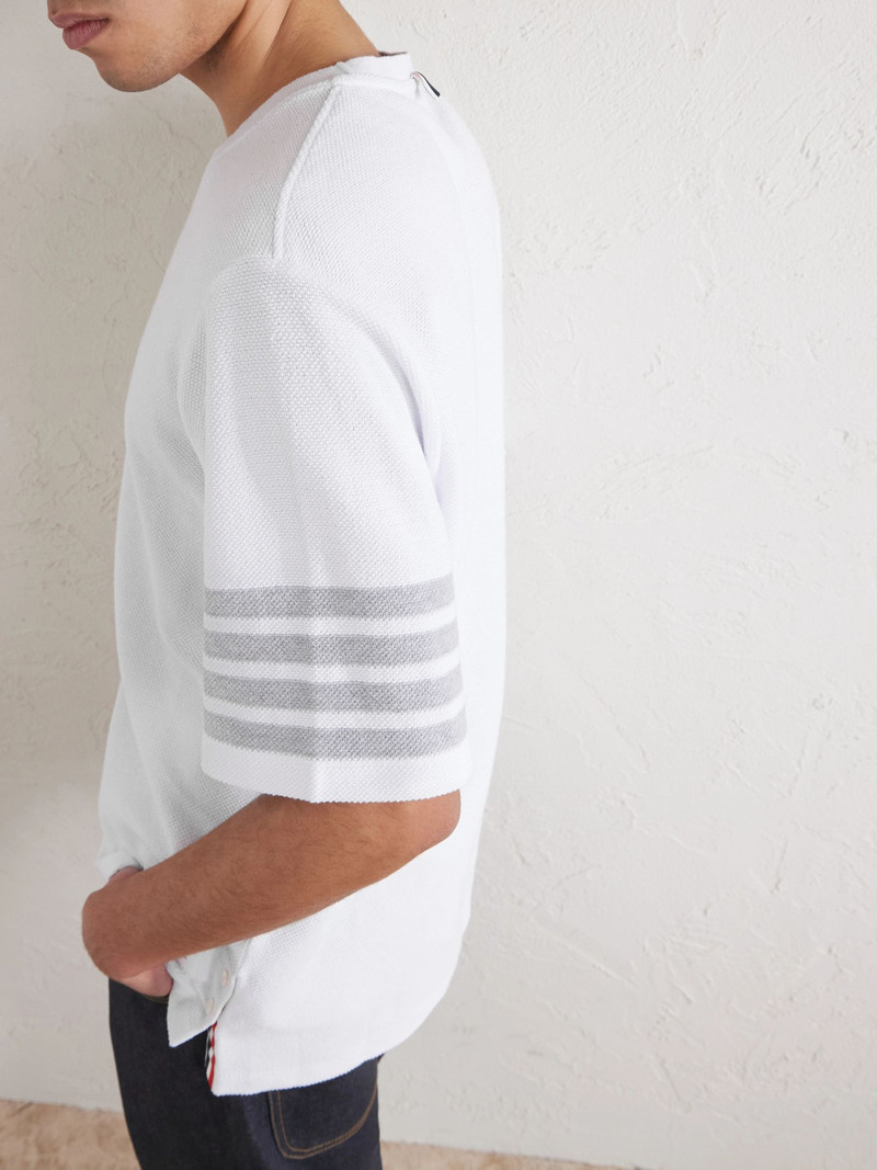 Striped Cotton-Piqué T-Shirt White 5