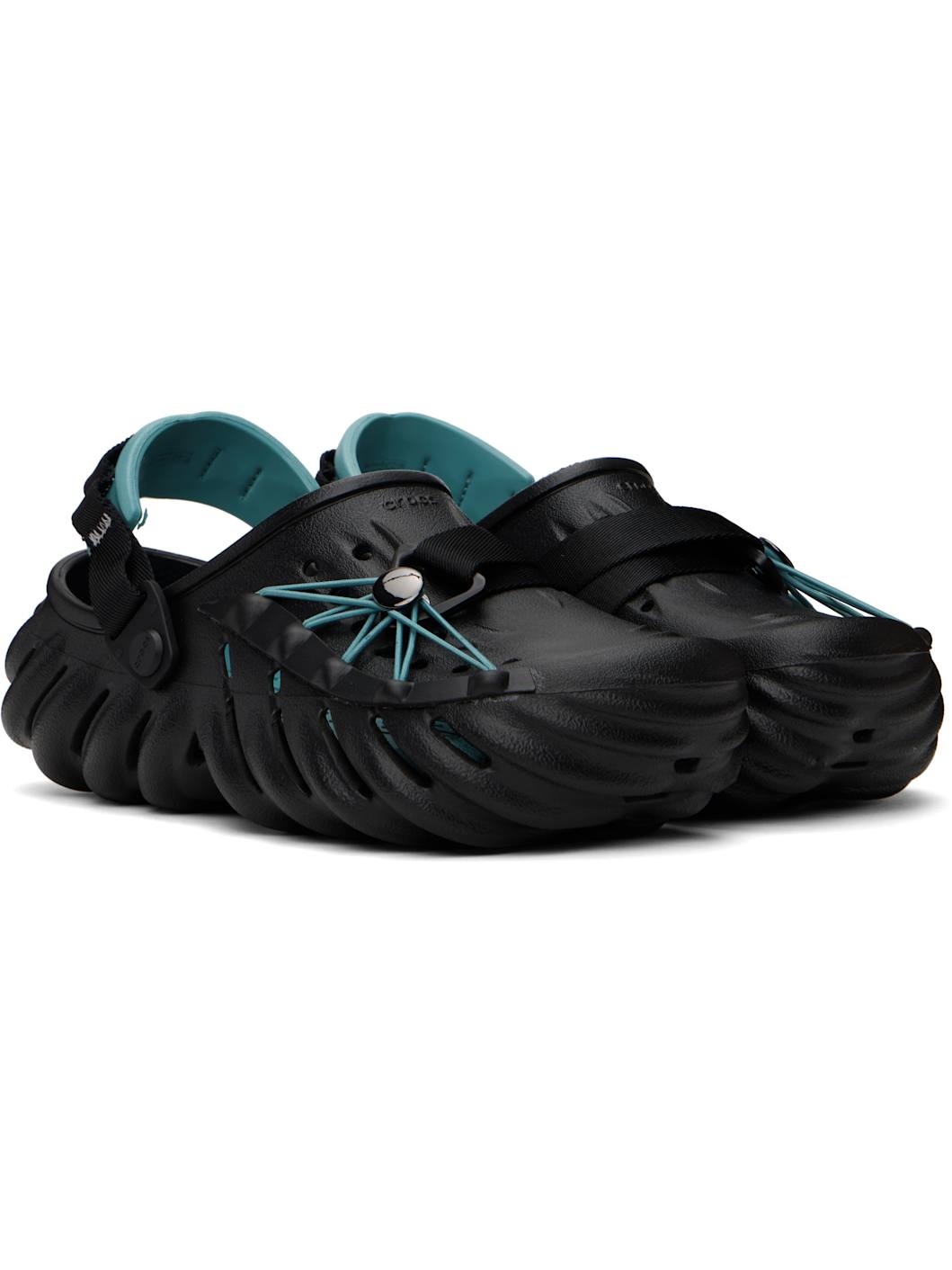 Black Echo Reflective Laces Clogs - 7