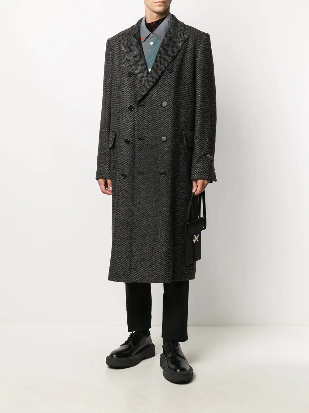 double-breasted mid-length coat - 2