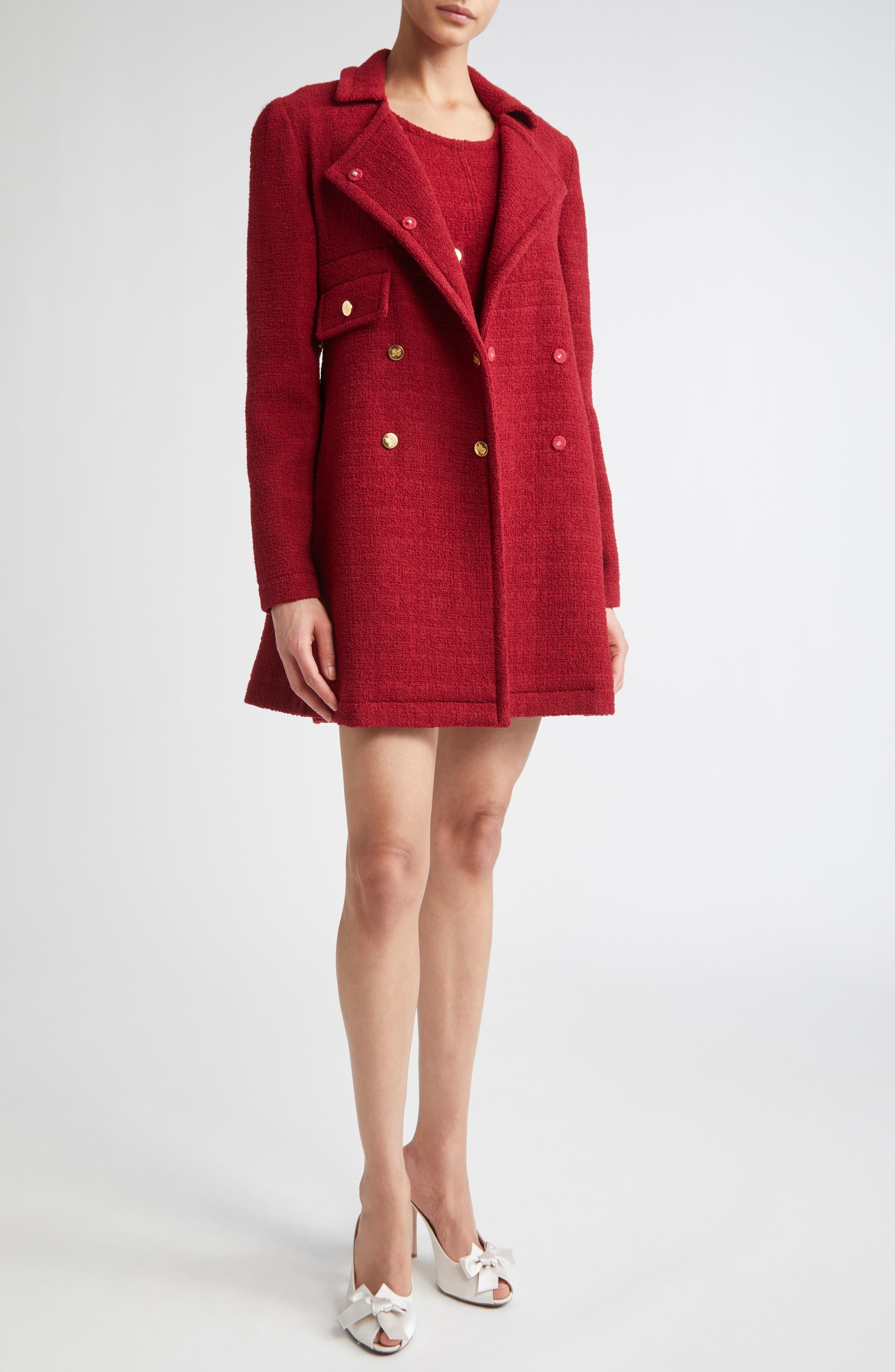 Giambattista Valli Double Breasted Wool Blend Bouclé Jacket in Titan Red at Nordstrom - 2