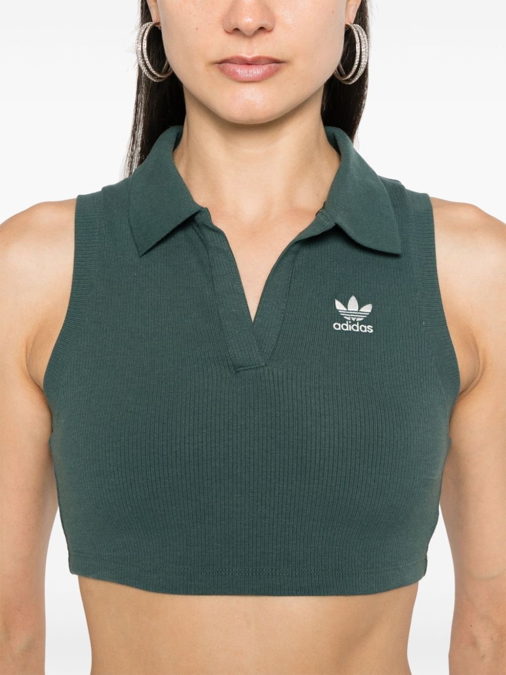 logo-embroidered ribbed crop top - 5