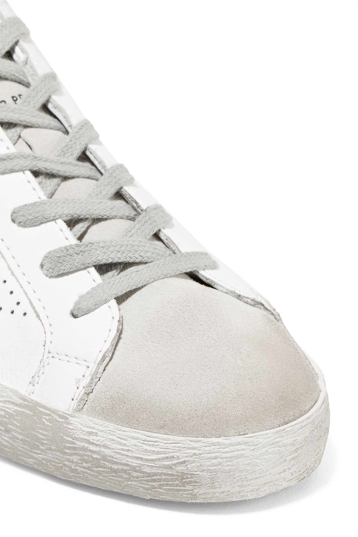 Superstar distressed leather and suede sneakers - 5