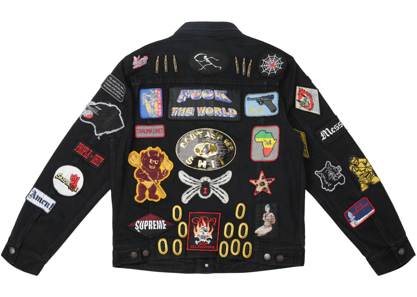 Supreme Patches Denim Trucker Jacket Black - 2