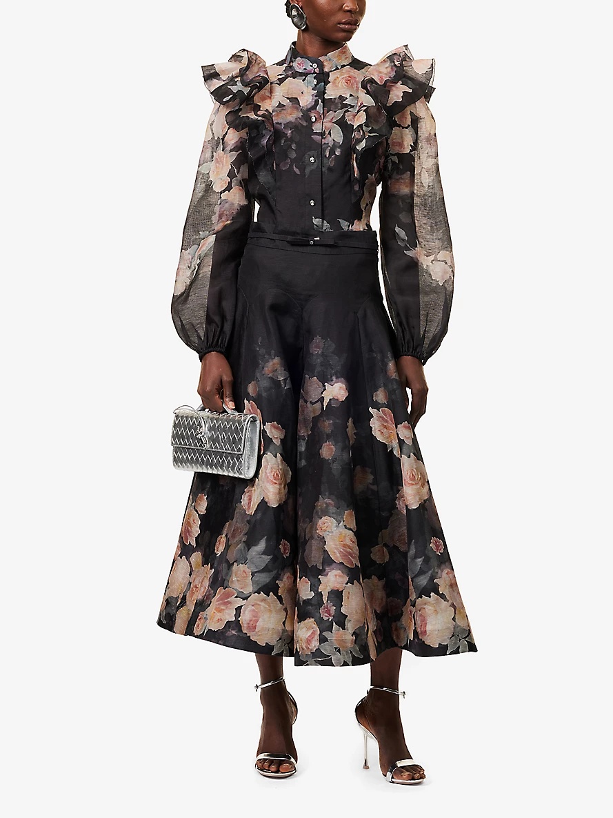 Zimmermann CRUSH FLARED MIDI SKIRT | REVERSIBLE