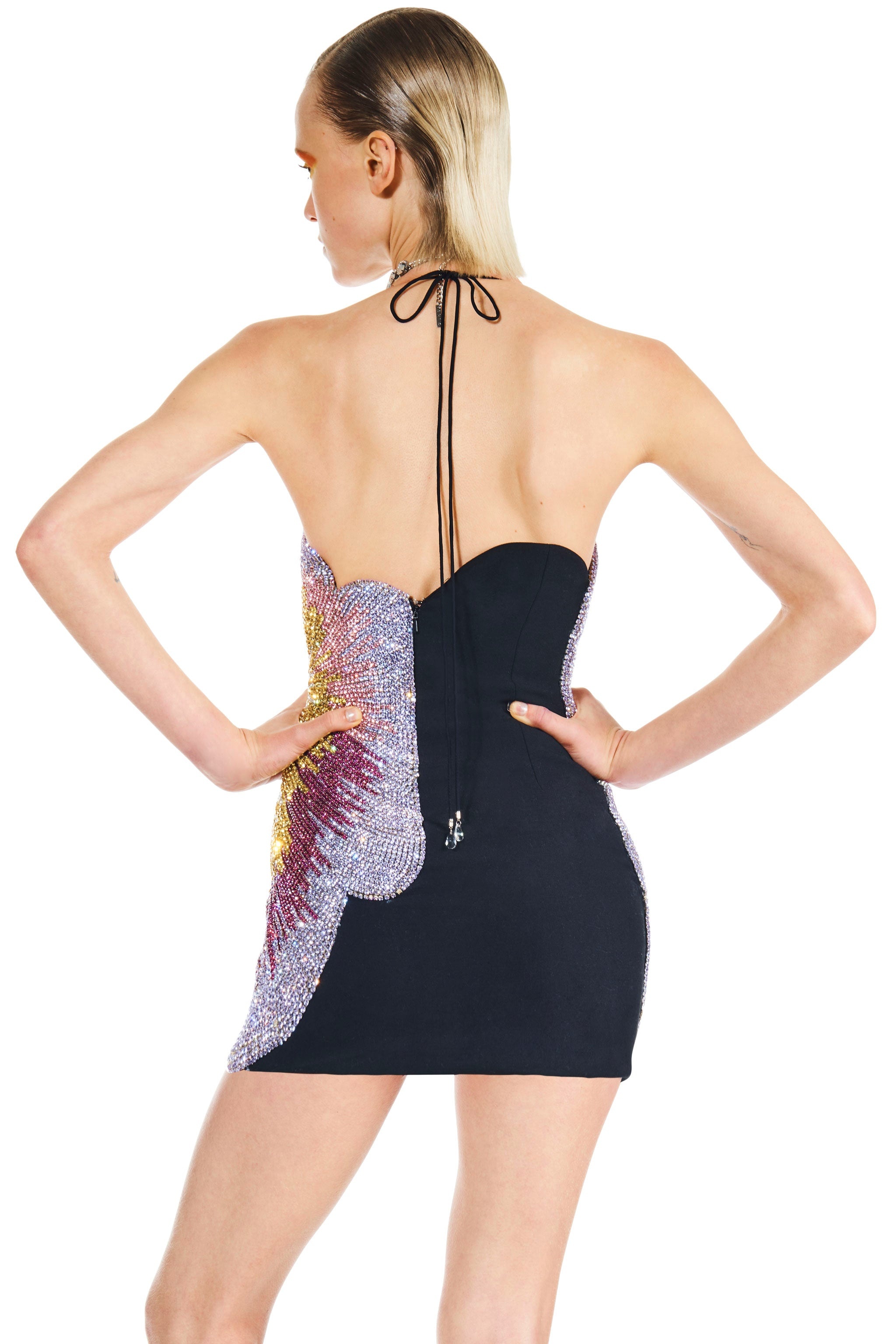 EMBROIDERED CRYSTAL HIBISCUS FLOWER DRESS - 2