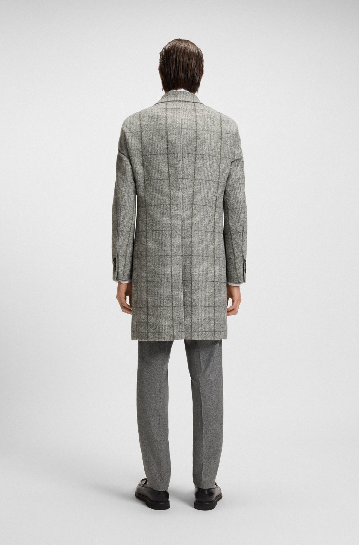 SLIM-FIT COAT WITH PLAIN CHECK - 5