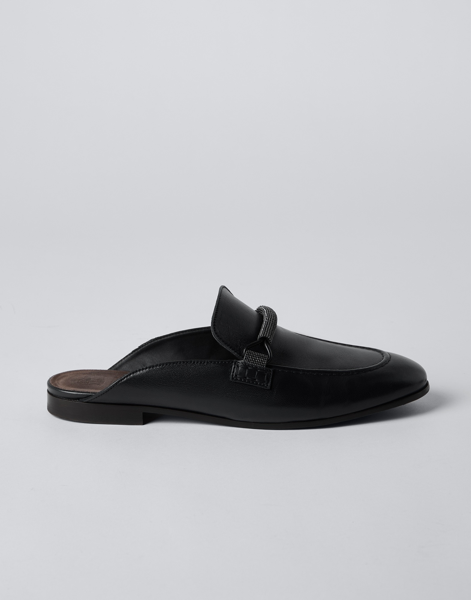 Soft nappa leather slip-on loafers with precious bar detail - 1