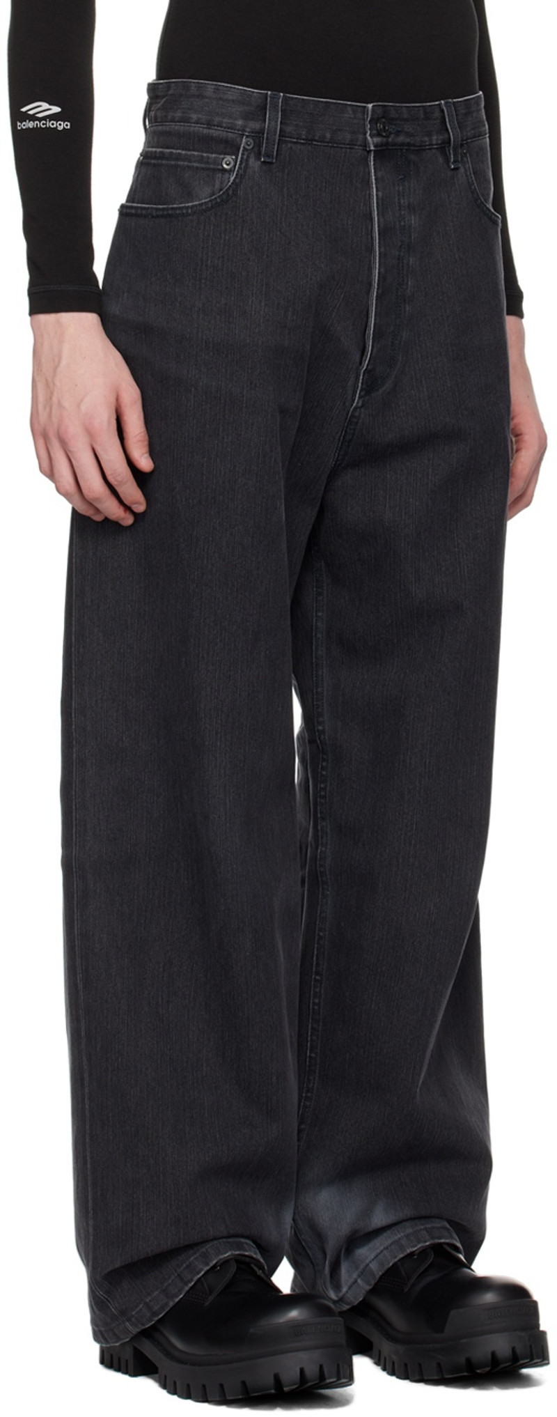 BALENCIAGA Black Faded Jeans outlook
