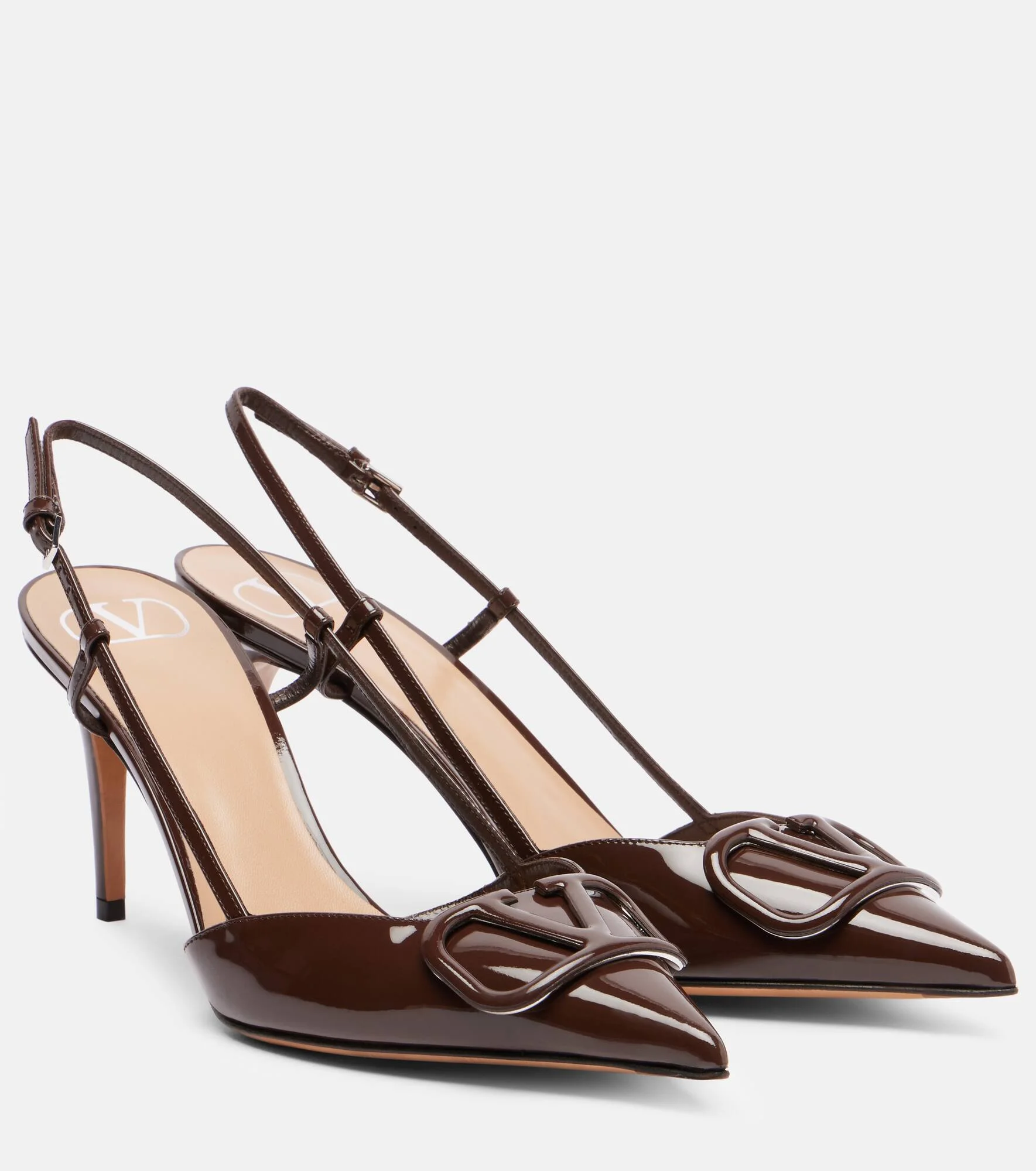 VLogo patent leather slingback pumps - 1