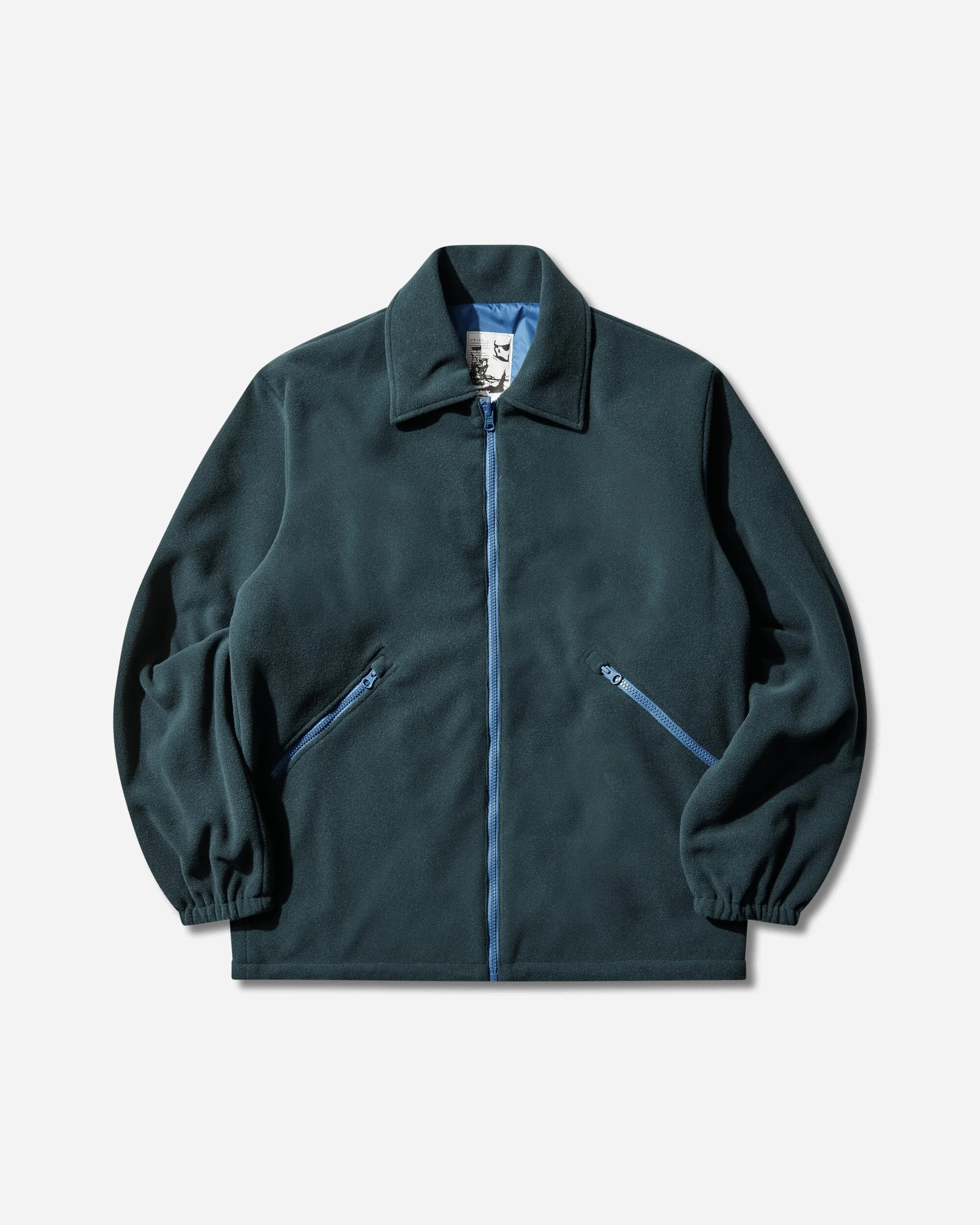 Men's Collar Reversible Fleece Jacket Forest Green - 1