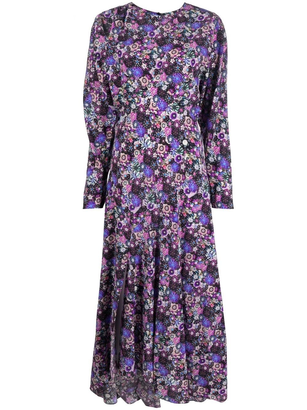 floral-print long-sleeve maxi dress - 1