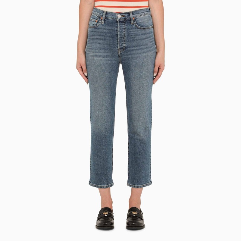 Blue denim cropped jeans - 1