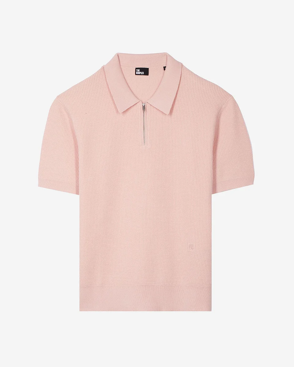 PINK POLO-NECK ZIP SWEATER - 1