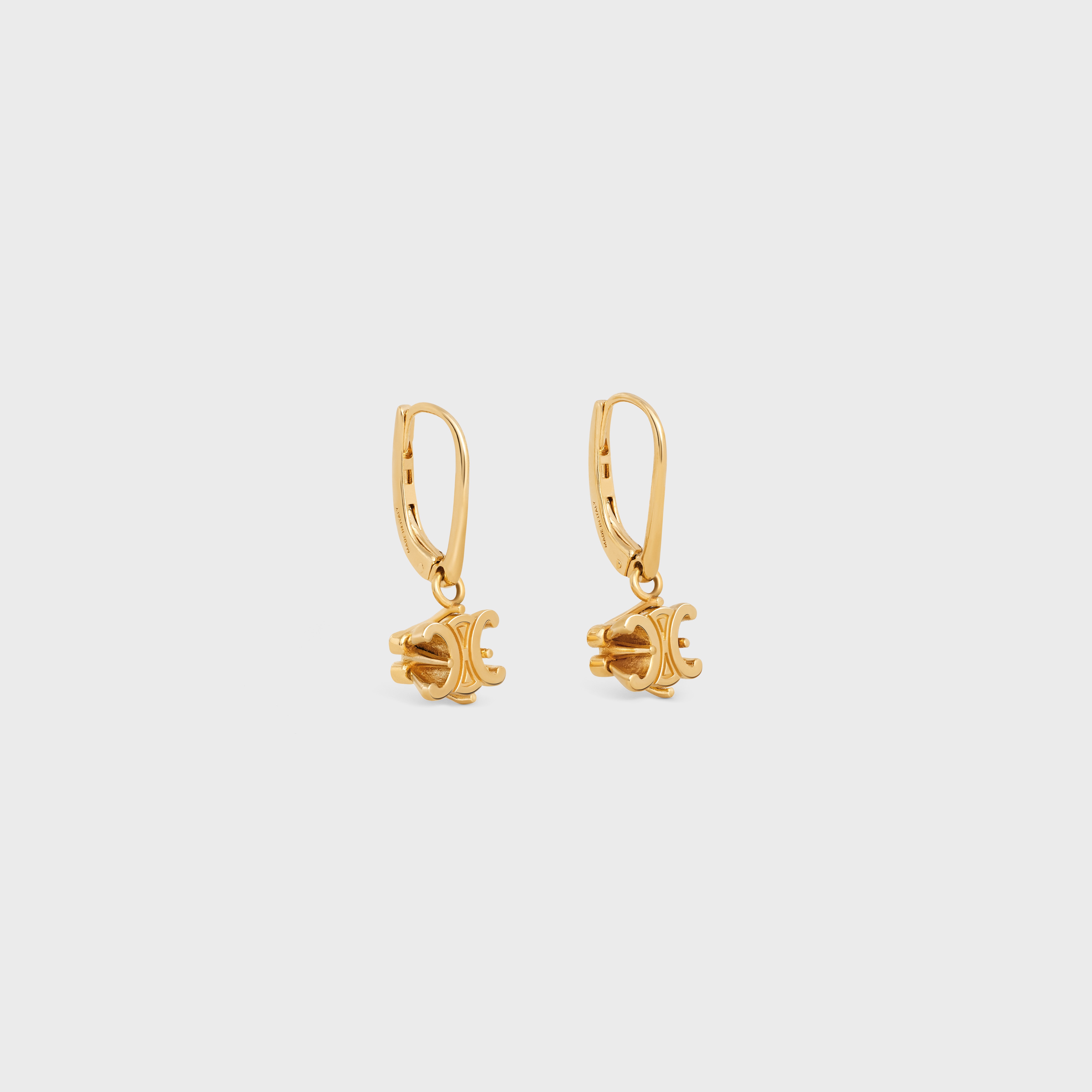 Triomphe Solitaire Earrings in Brass with Gold Finish - 2