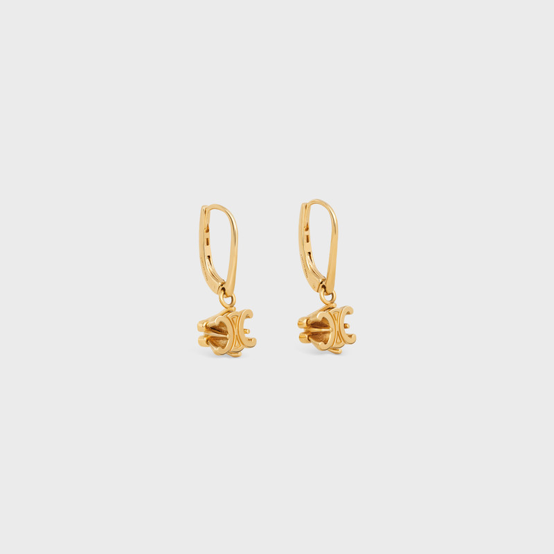 Triomphe Solitaire Earrings in Brass with Gold Finish 2