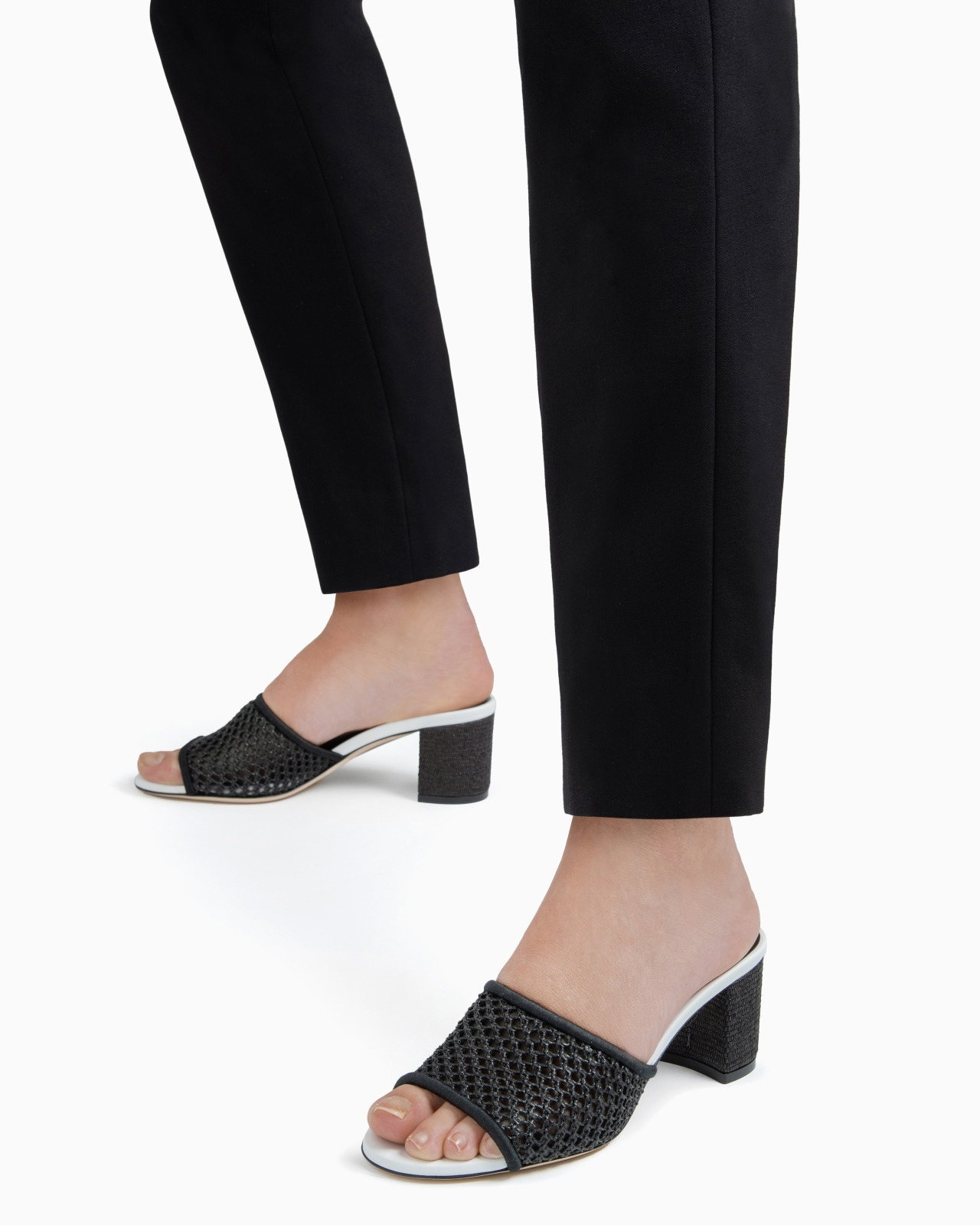 PERFORATED FABRIC HEELED SANDALS - 7