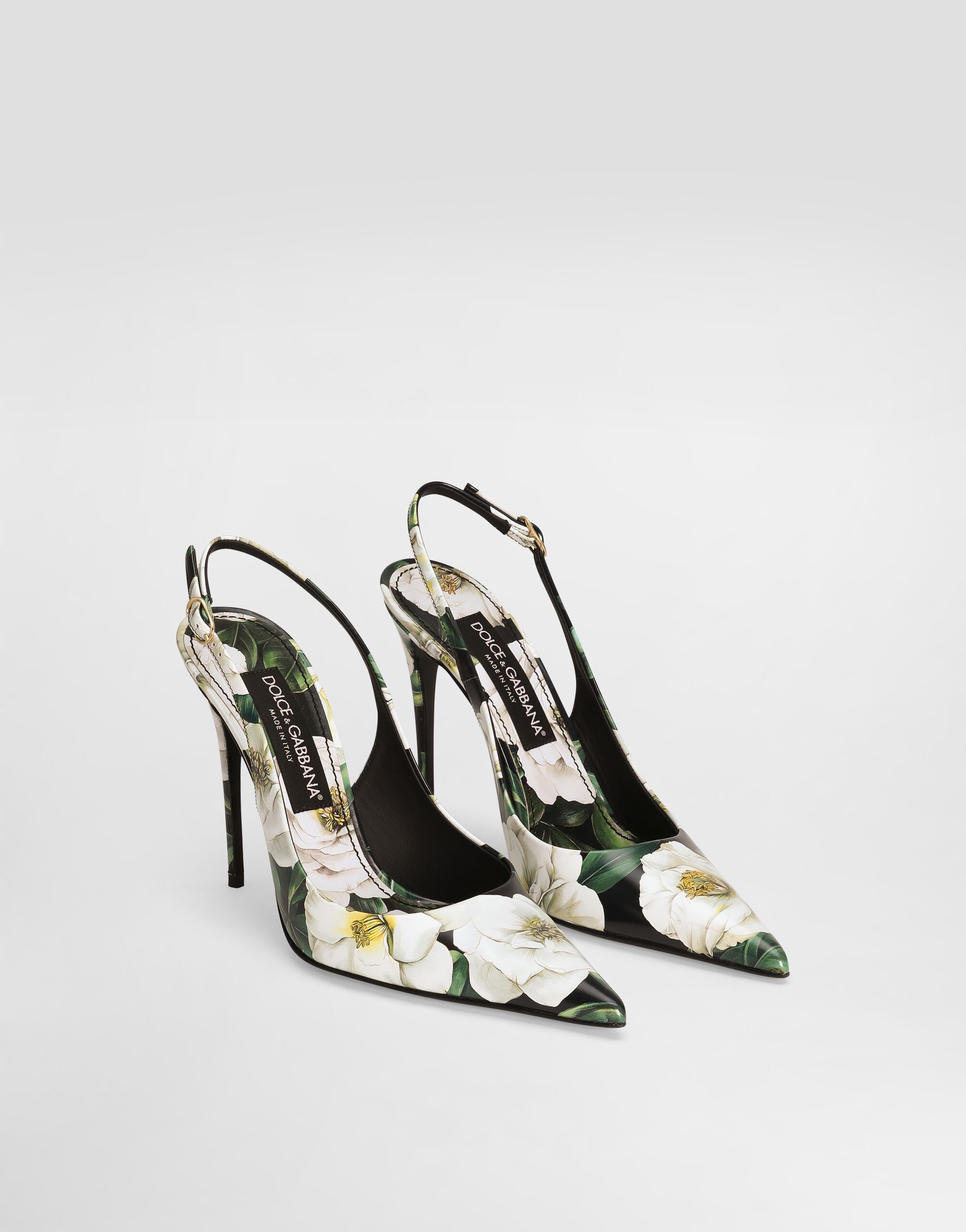 Printed polished calfskin slingbacks - 2